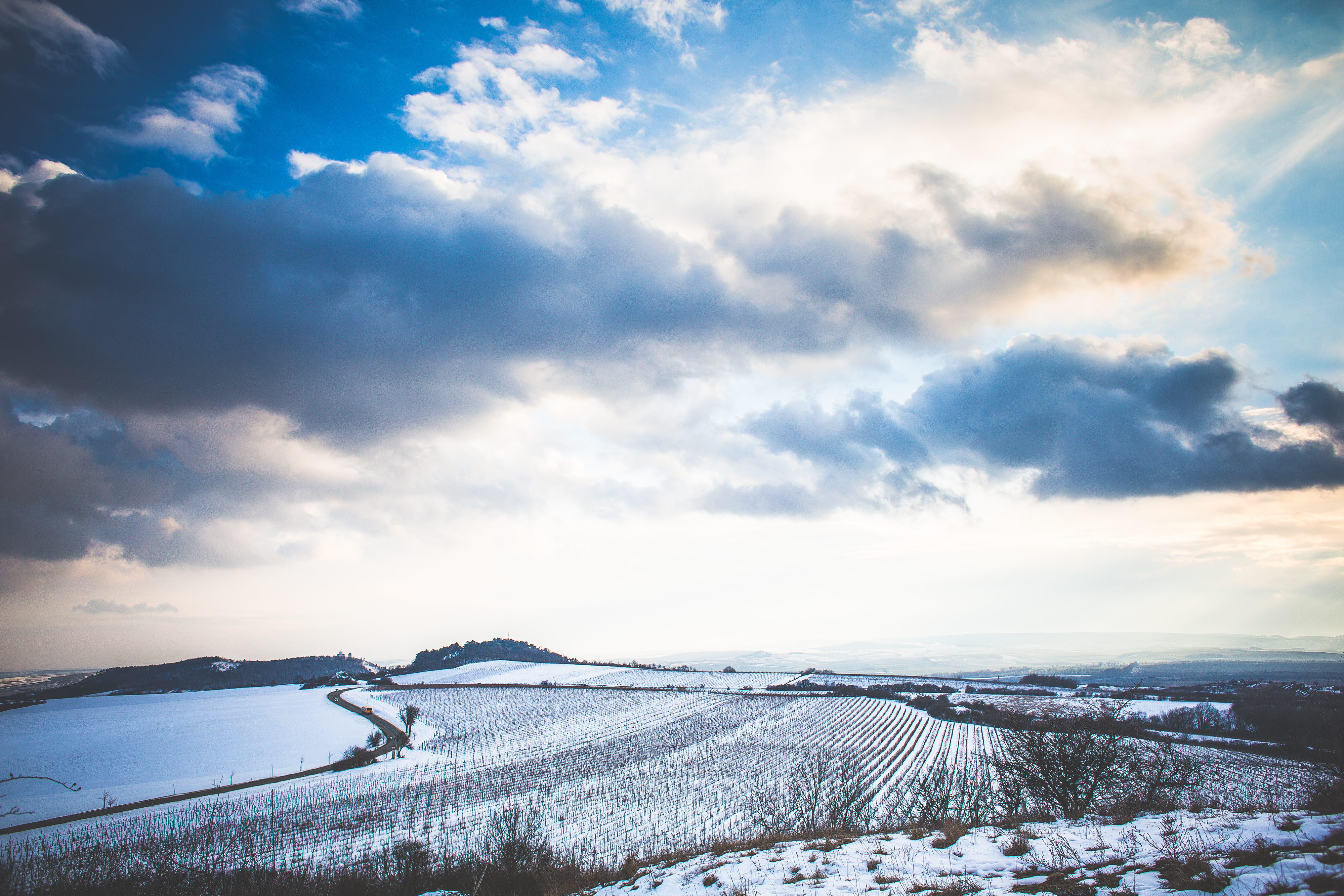 Czech Cloudy Winter Scenery Free Stock Photo