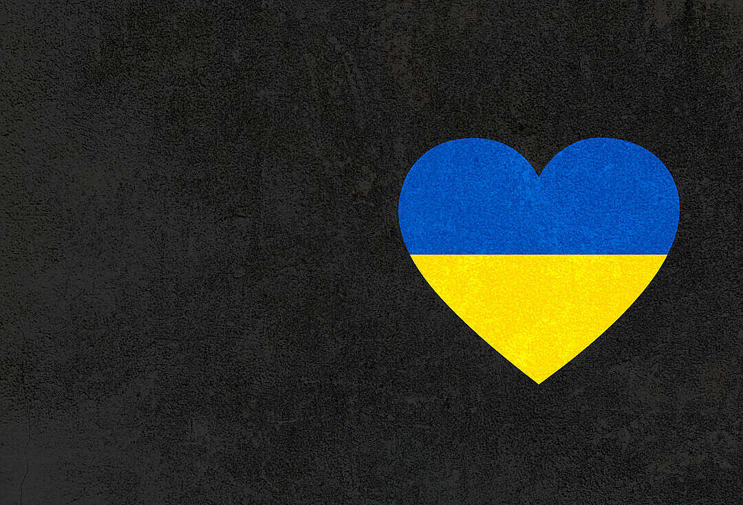 Download Dark Copy Space Background with Heart in Ukraine Colors FREE Stock Photo