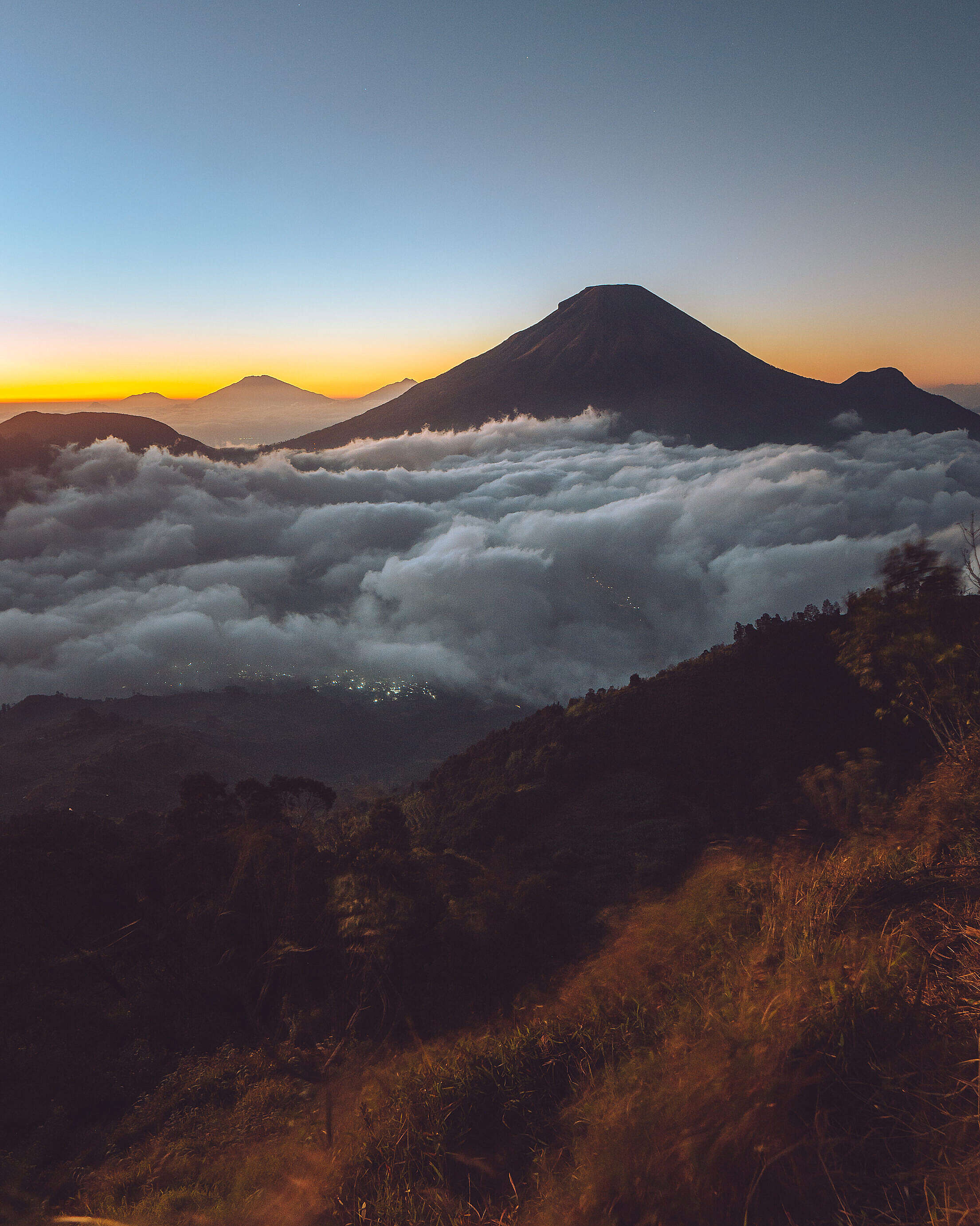 Dieng Plateau Sunrise View in Indonesia Free Stock Photo