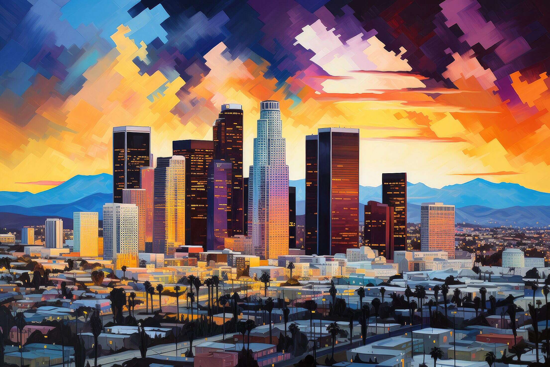 Digital AI Painting of Los Angeles Free Stock Photo | picjumbo