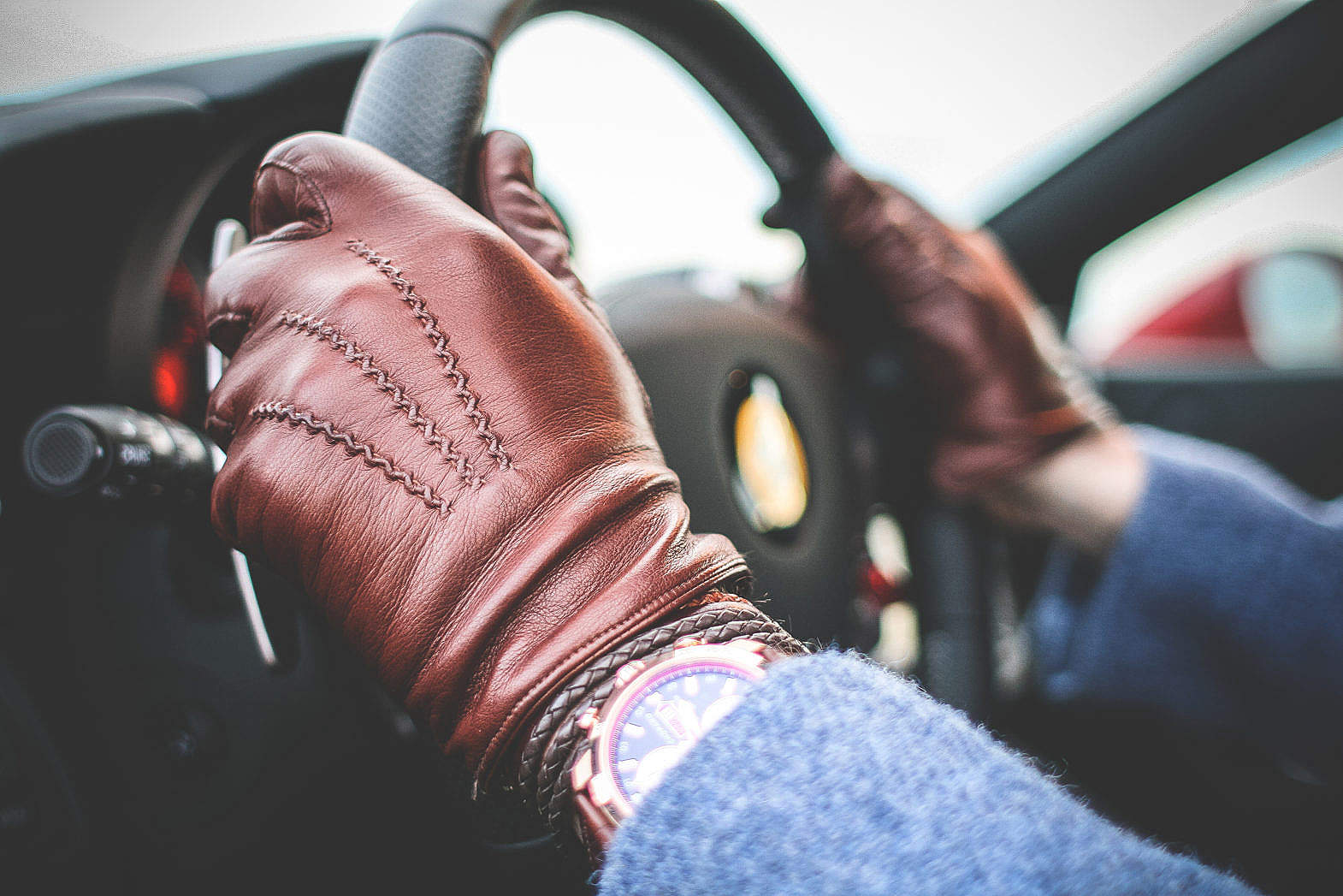 Driver with Brown Leather Driving Gloves Free Stock Photo picjumbo