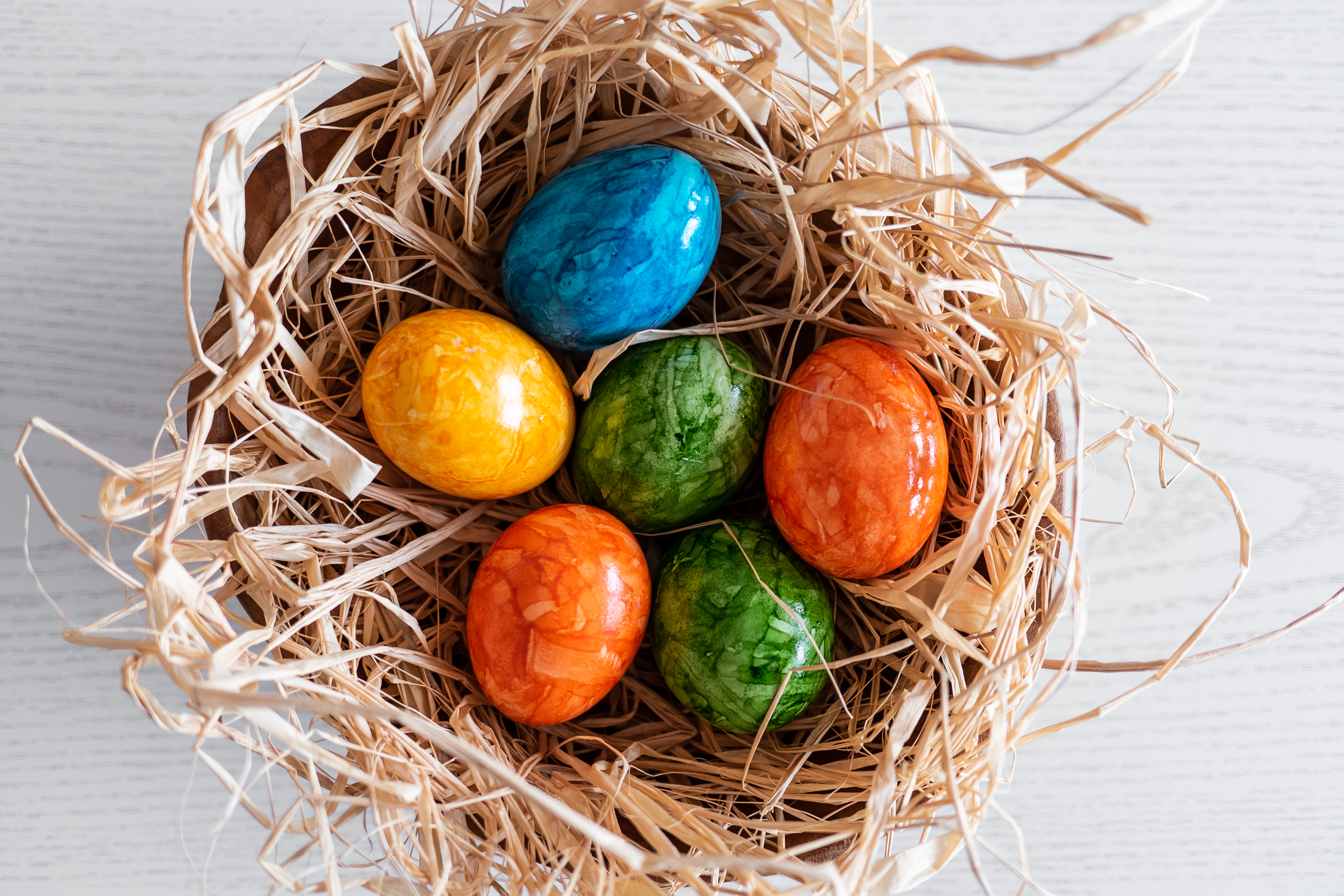 Easter Eggs on Straw Free Stock Photo