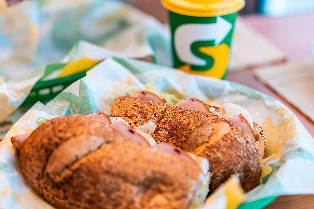 Download Eating in Subway Restaurant FREE Stock Photo