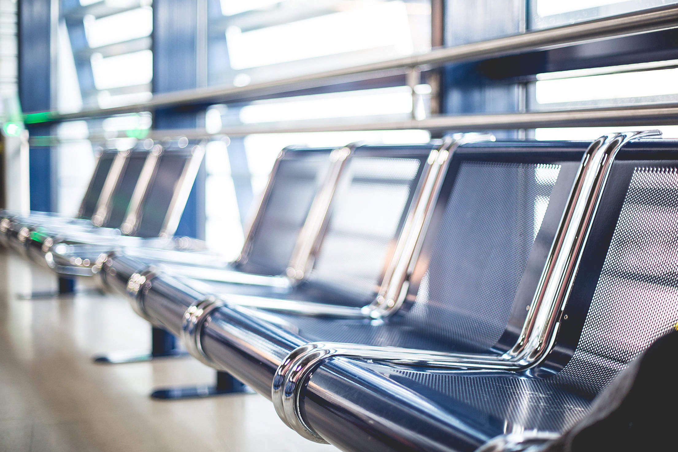 Empty Airport Seats in Terminal Waiting Area Free Stock Photo