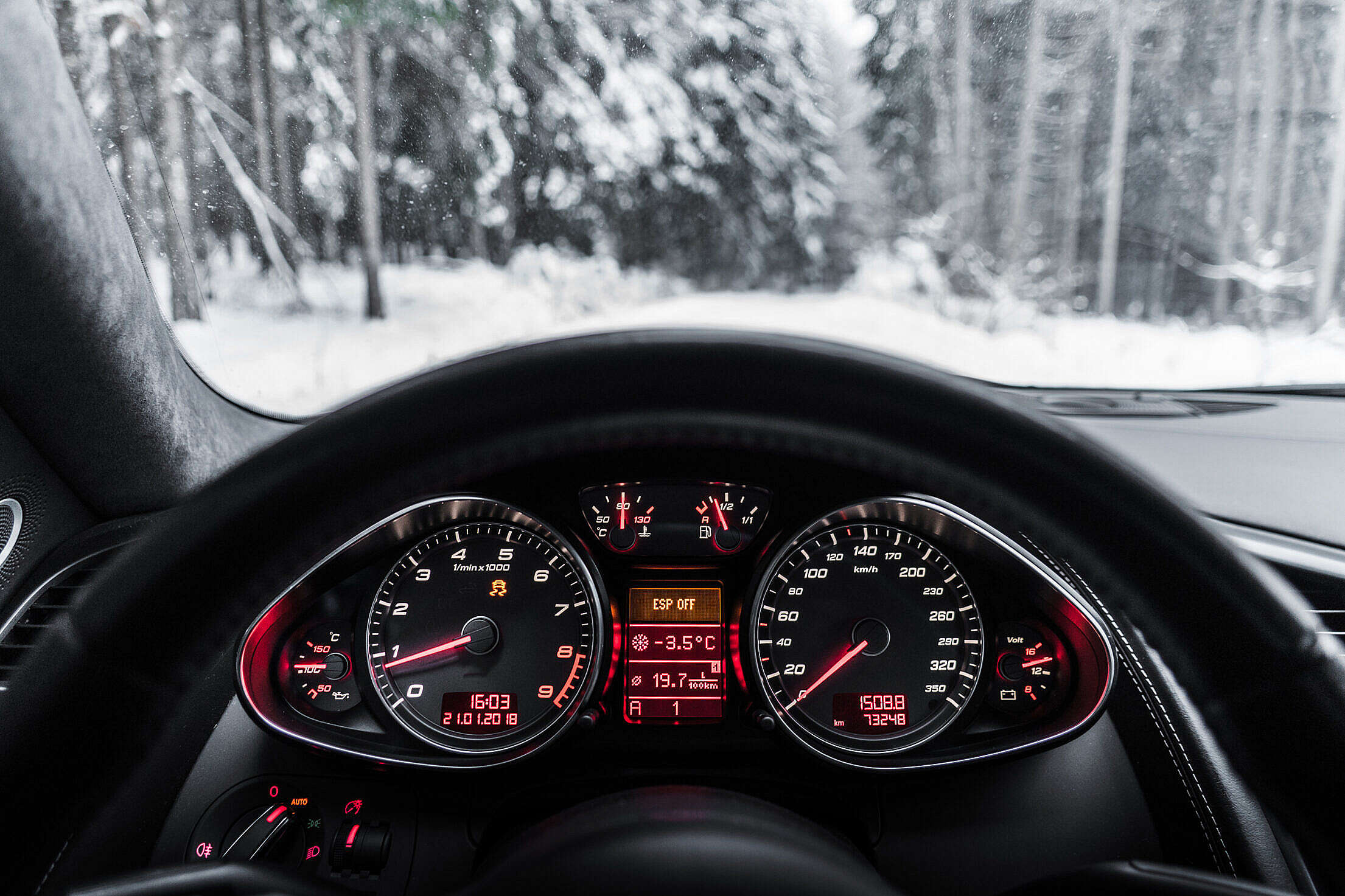 ESP OFF Drift Mode Snow Fun Car Dashboard Free Stock Photo