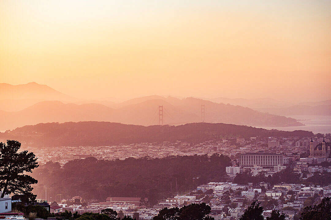 Download Evening San Francisco Hills with The Golden Gate Bridge in The Distance FREE Stock Photo
