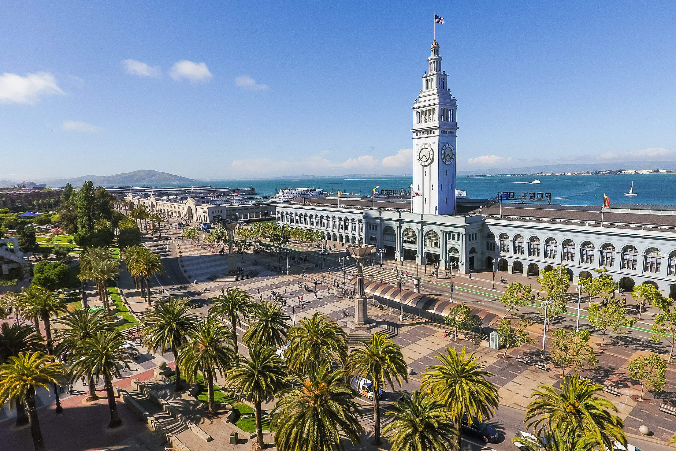 Ferry Building Port Of San Francisco With Square Free Stock Photo