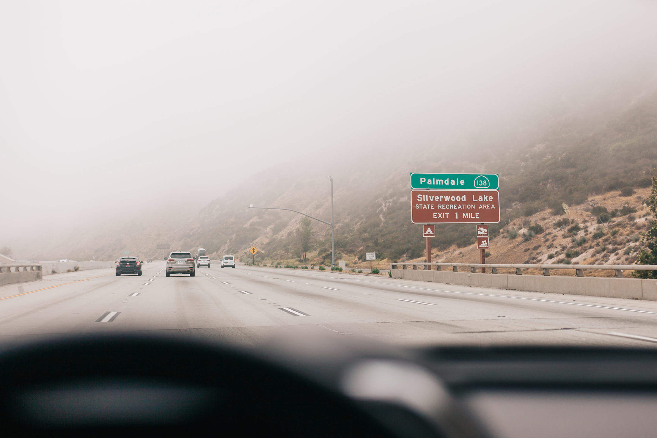Foggy Day on a Freeway in California Free Stock Photo