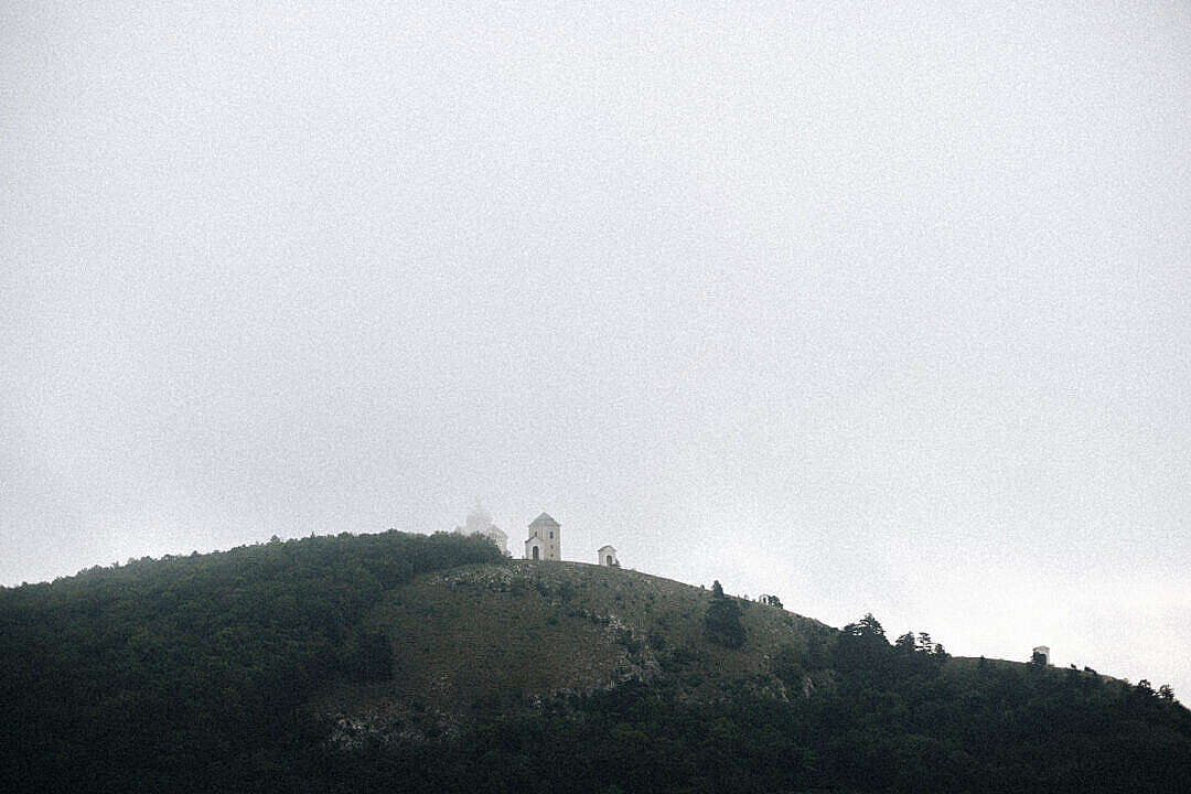 Foggy Weather on Svaty Kopecek in Mikulov, South Moravia