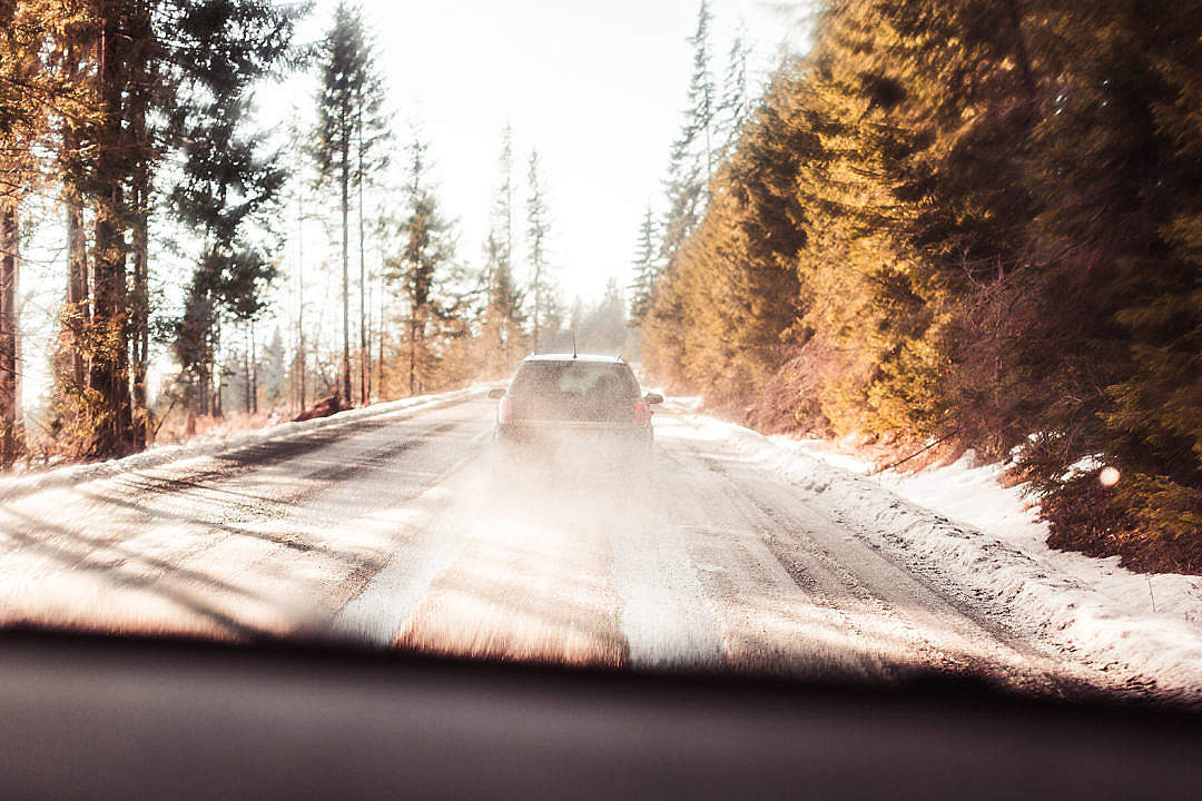 Download Following a Car on Forest Road FREE Stock Photo