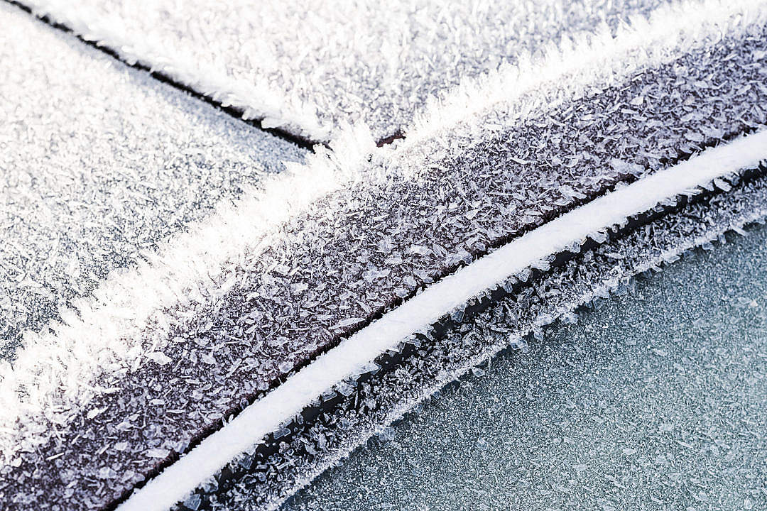 Frozen Car Windows and Doors Close Up