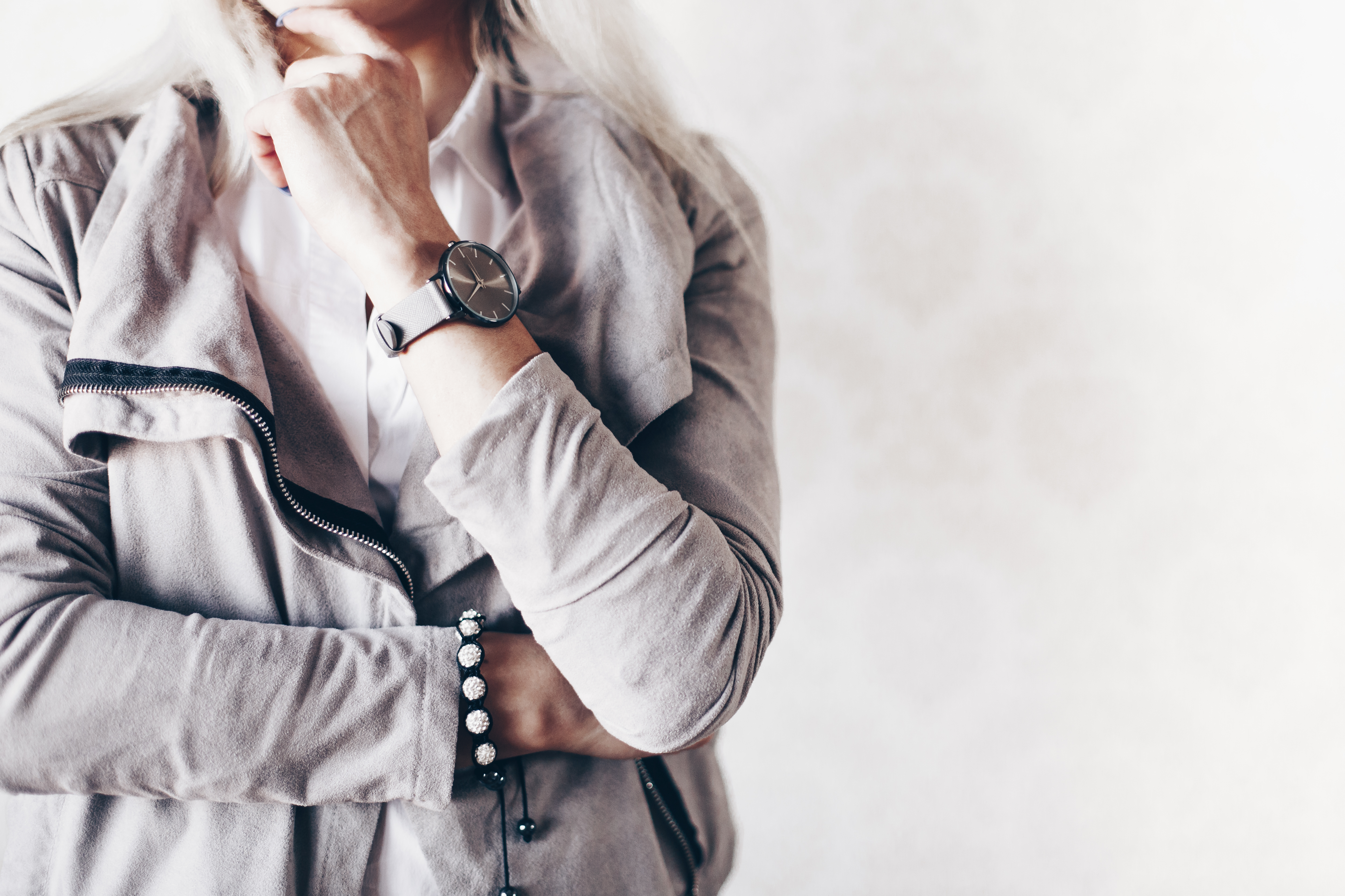 Girl Fashion Pose with Gray Watches and Suede Jacket #2 Free Stock Photo |  picjumbo