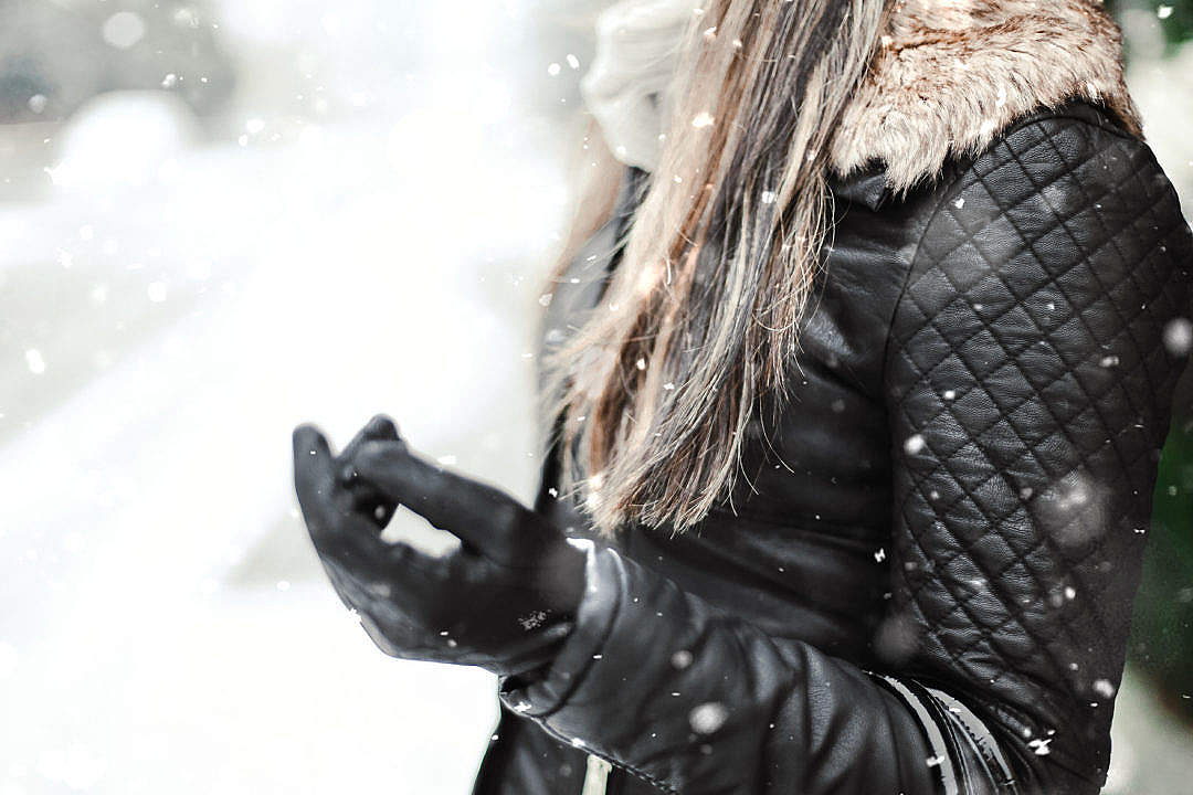 Download Girl with Black Leather Jacket in Winter FREE Stock Photo