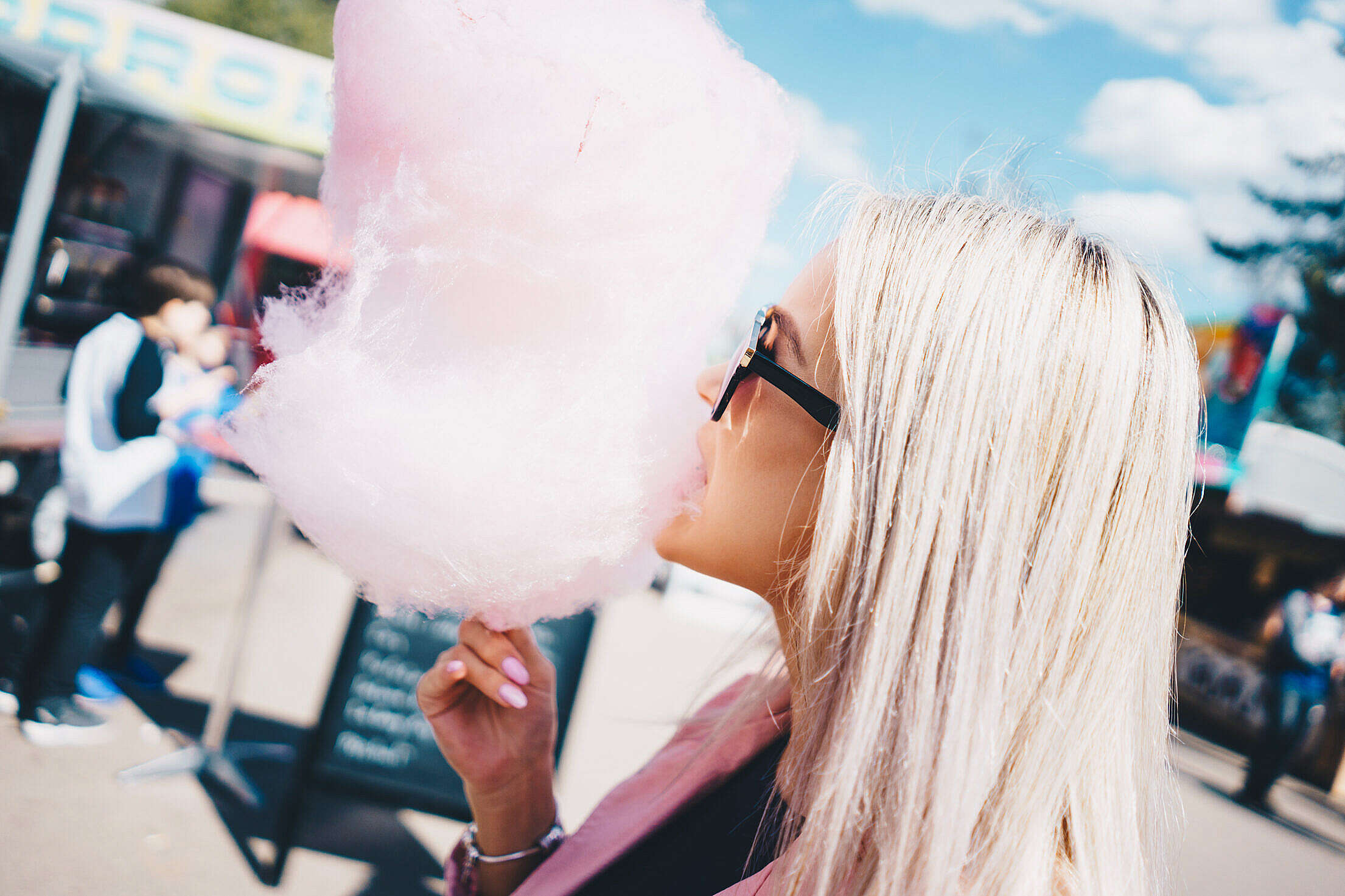 Girl with Cotton Candy Free Stock Photo