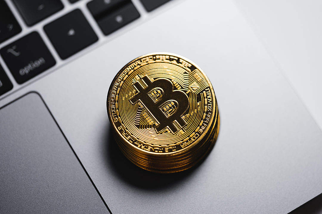 Gold Bitcoin on The MacBook Keyboard