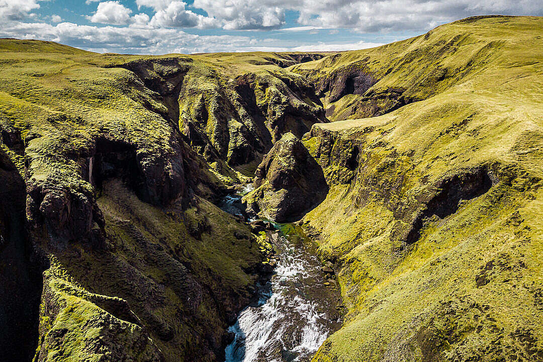 Download Green Nature in Iceland Aerial FREE Stock Photo