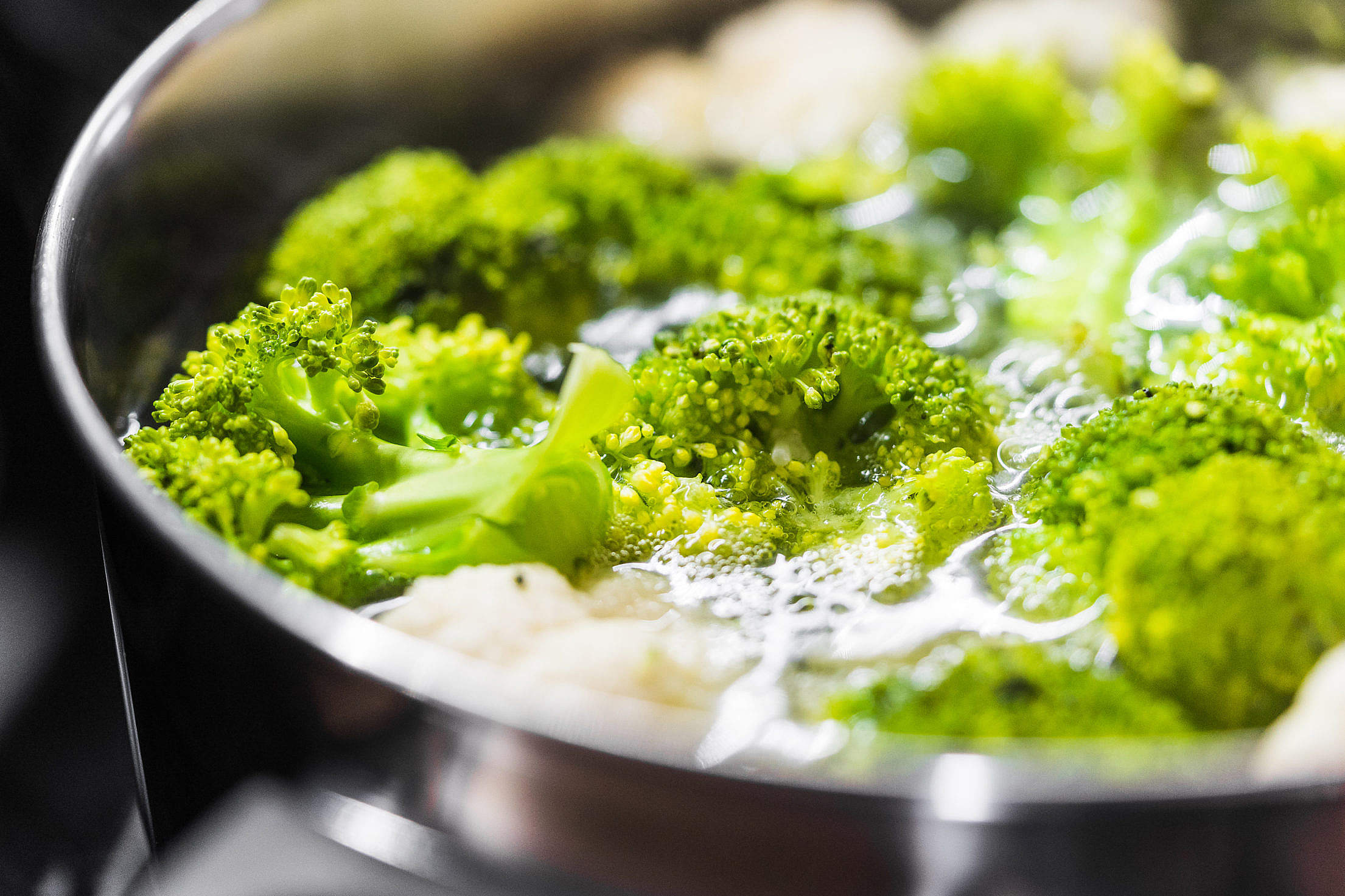 Healthy Dinner: Cooking Broccoli Close Up Free Stock Photo