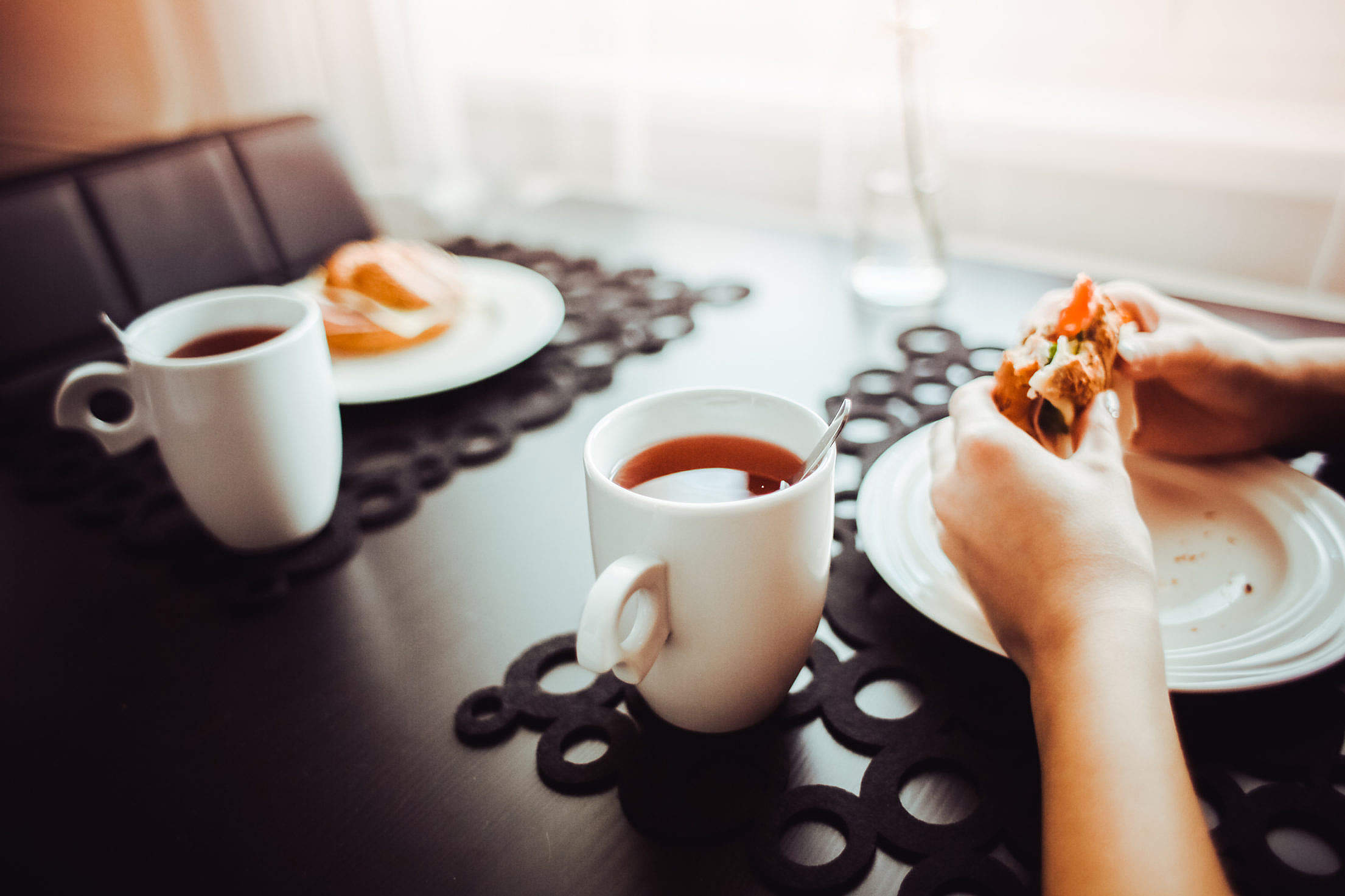 Healthy Morning Snack with a Tea Free Stock Photo