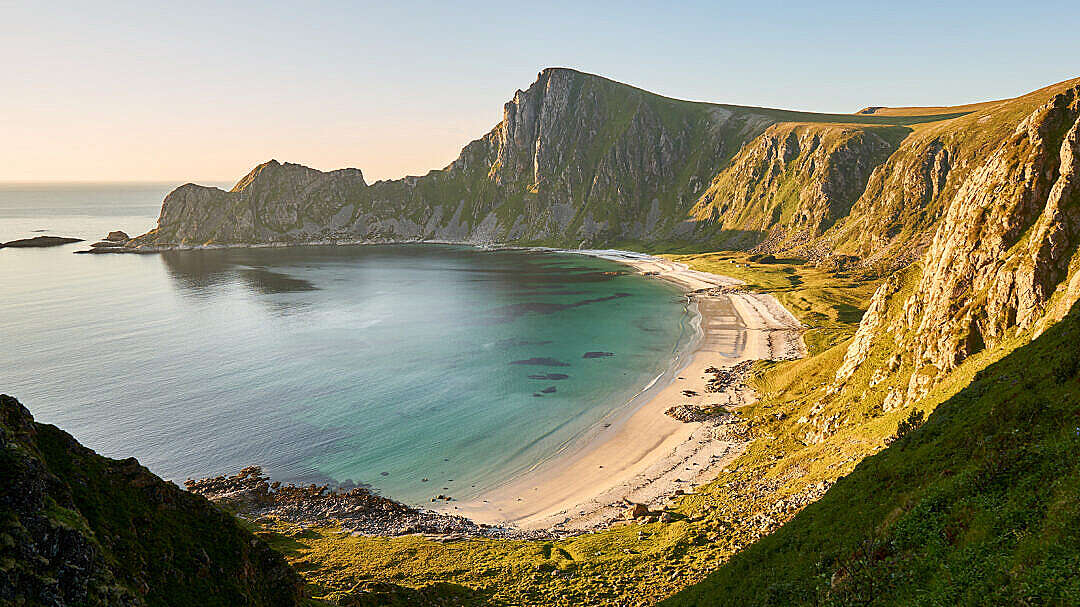 Download Hidden Beach between Mountains in North Norway FREE Stock Photo