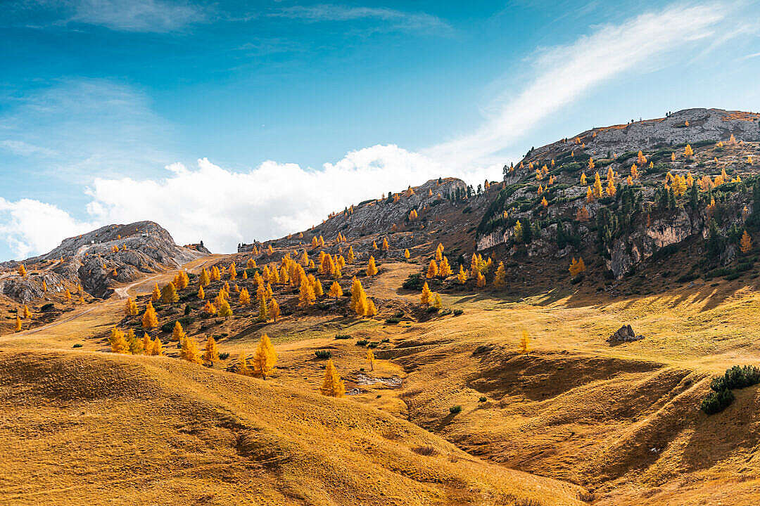 Hilly Landscape with a Dry Grass, Dolomites