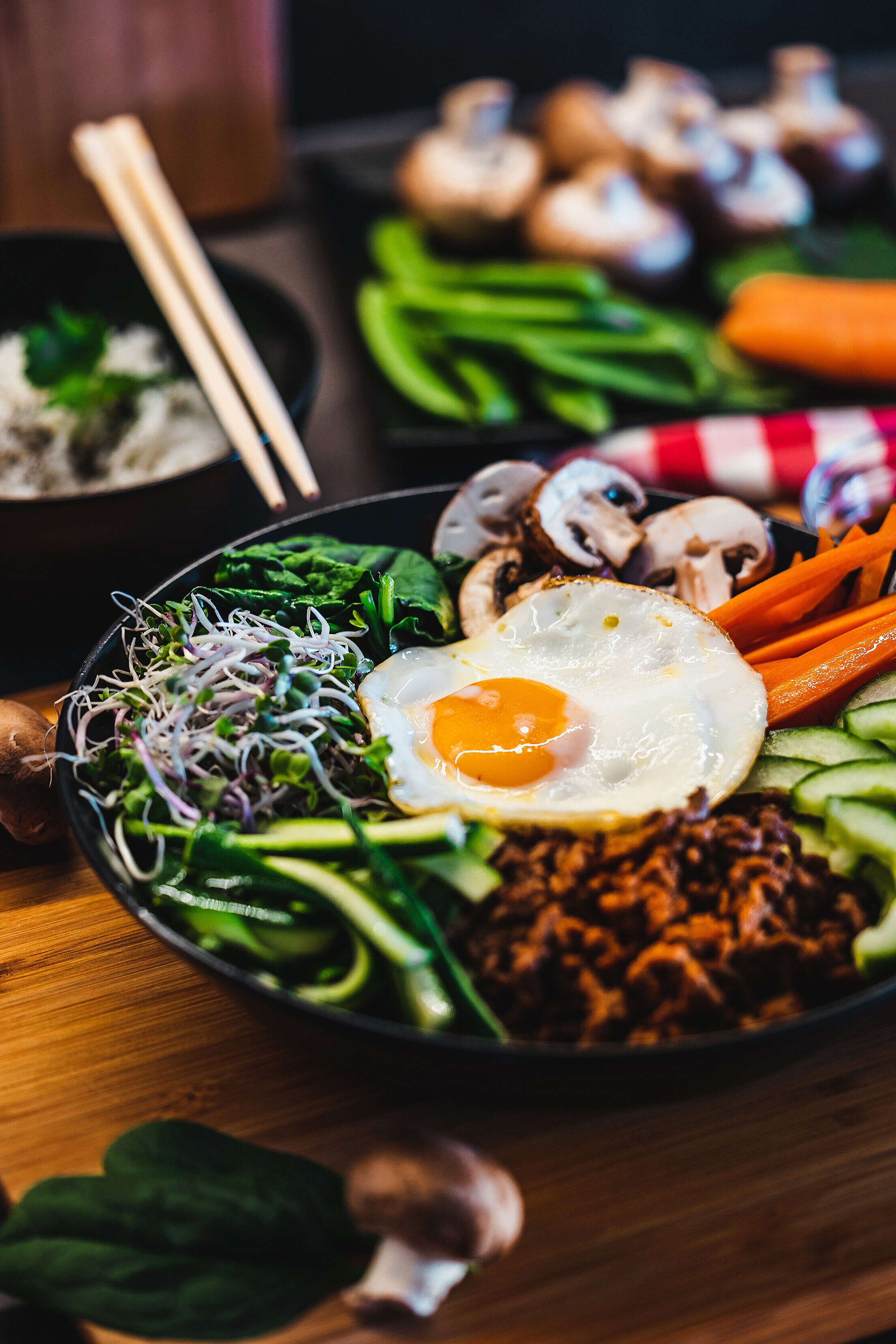 Homemade Korean Dish Bibimbap Free Stock Photo