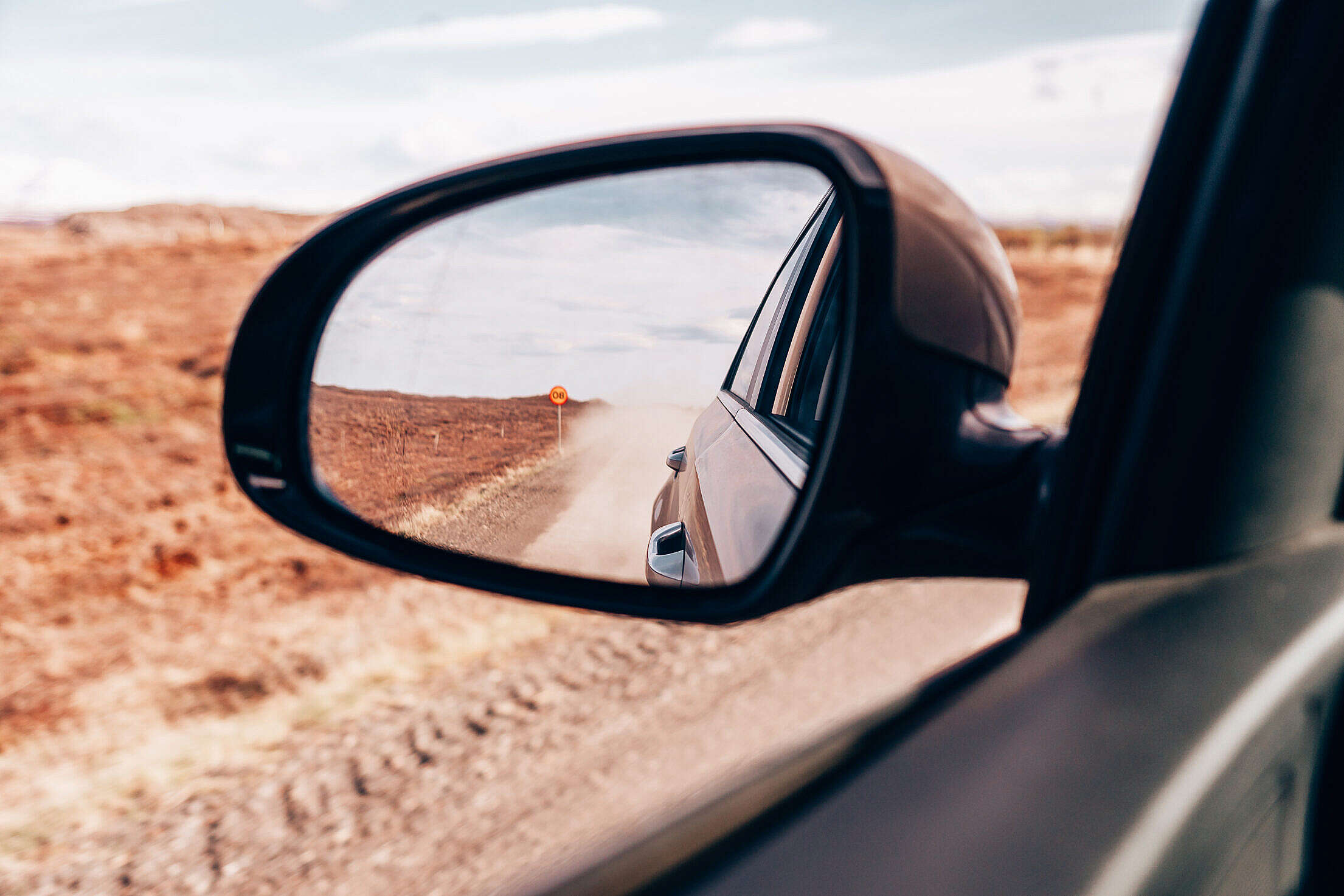 Iceland Dirt Road Side Mirror View Free Stock Photo