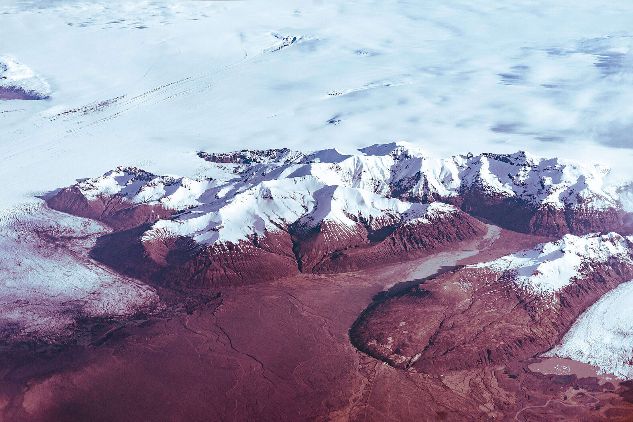 Iceland Mountains and Glaciers Aerial Free Stock Photo