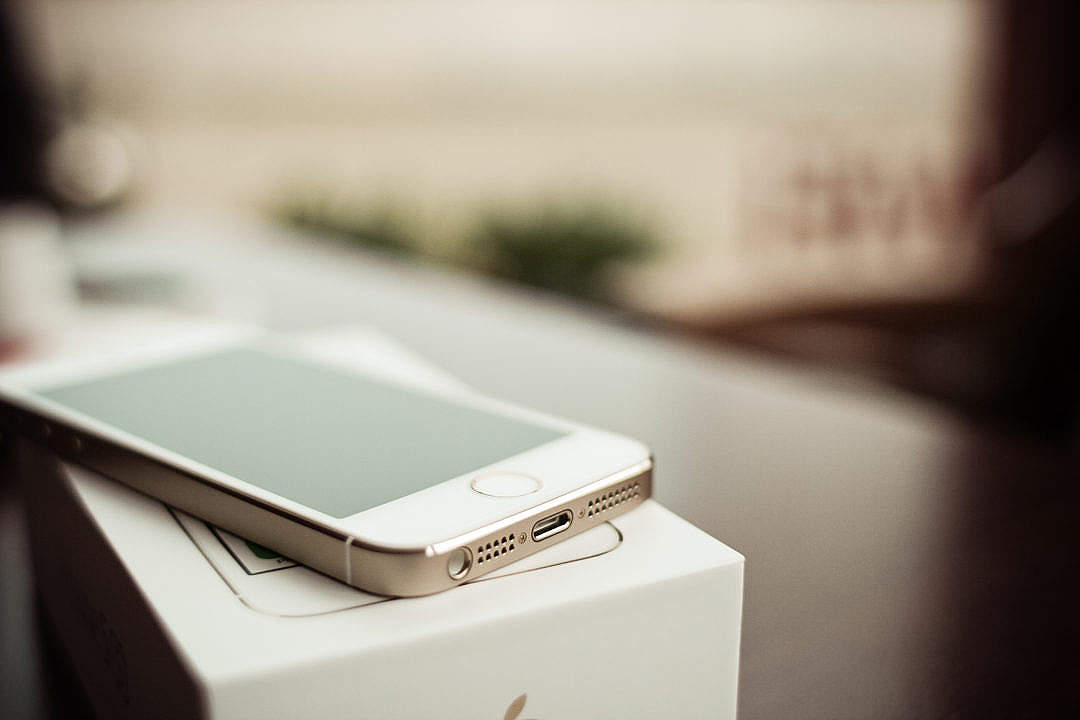 Download iPhone 5S Gold Connectors Detail FREE Stock Photo