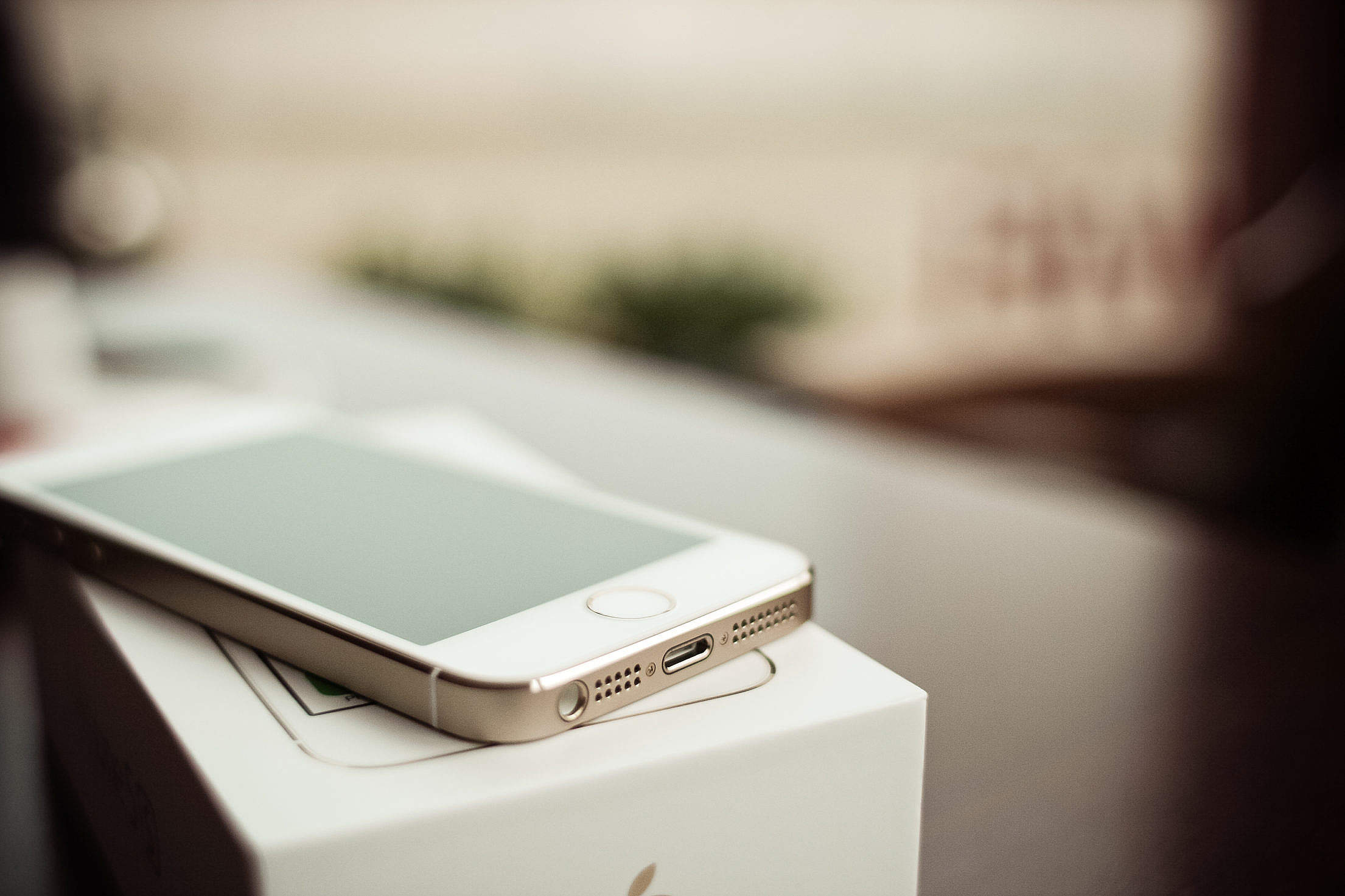 iPhone 5S Gold Connectors Detail Free Stock Photo