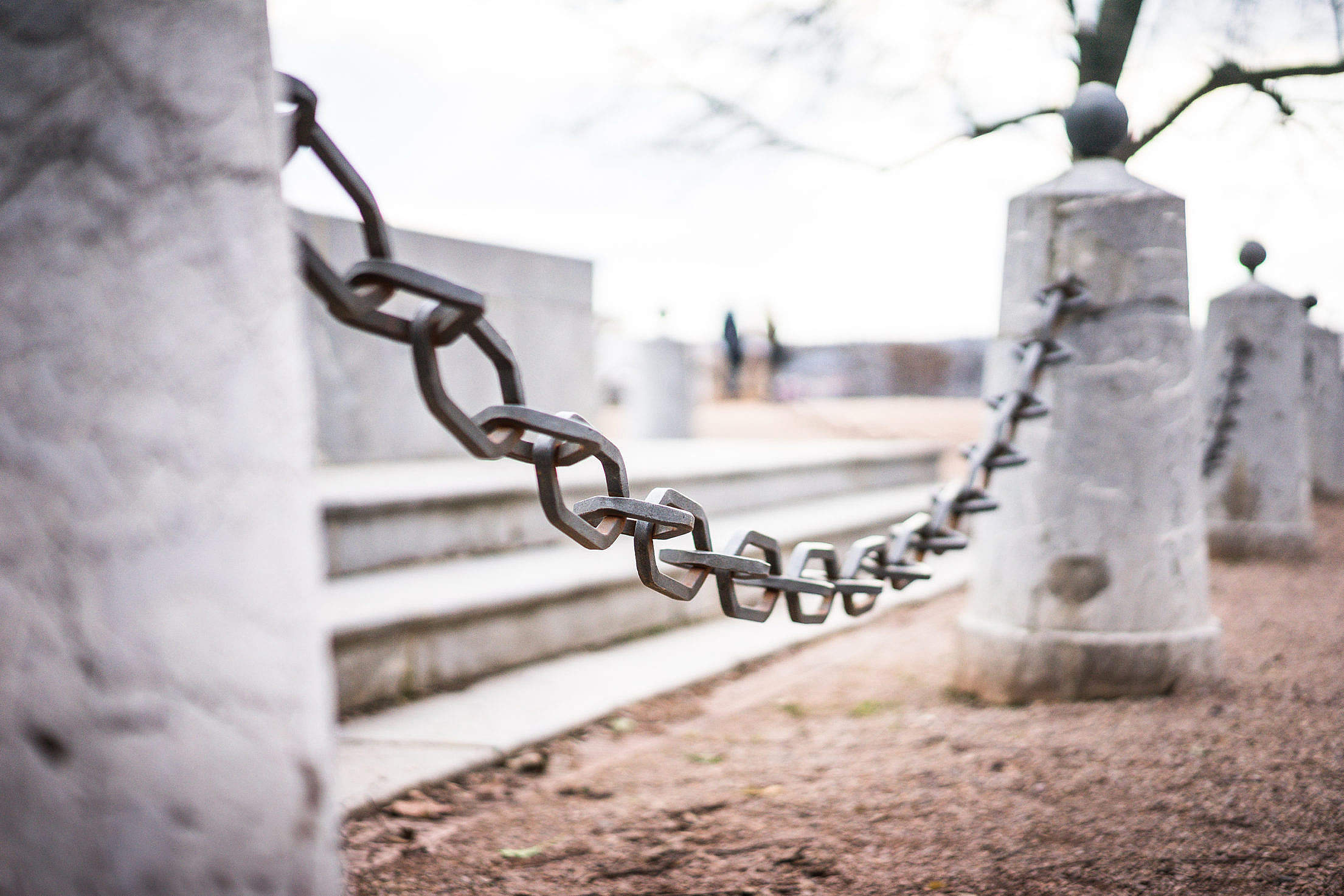 Iron Chain Around Historic Monument Free Stock Photo