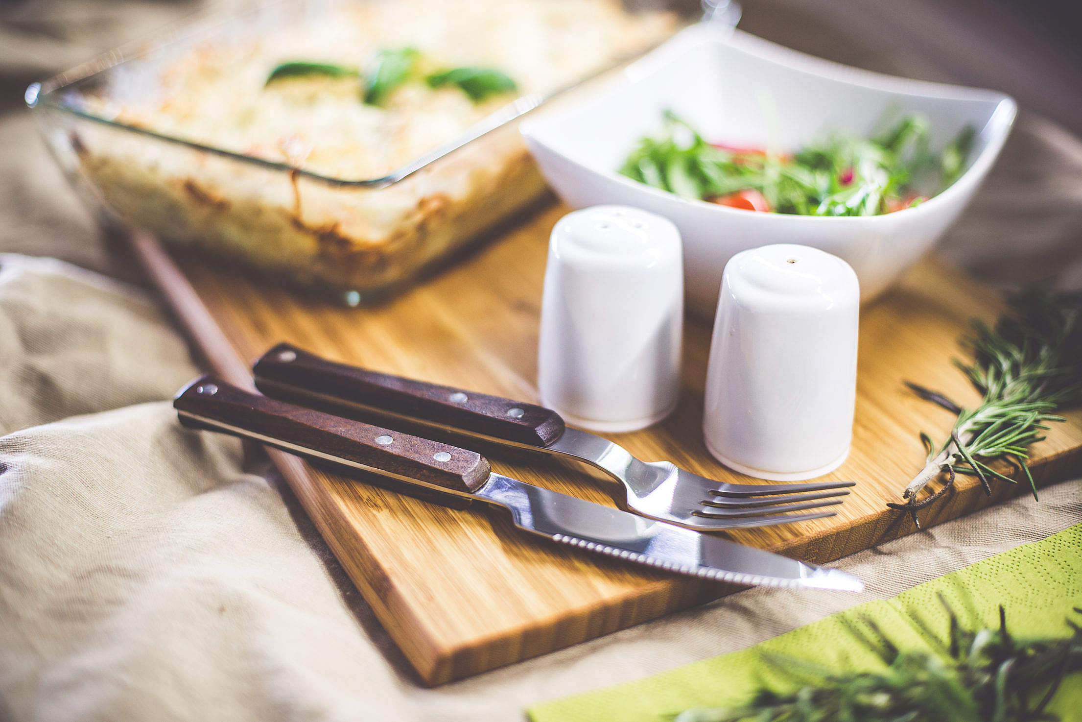 Knife and Fork, Salt and Pepper: Dinner is Ready Free Stock Photo