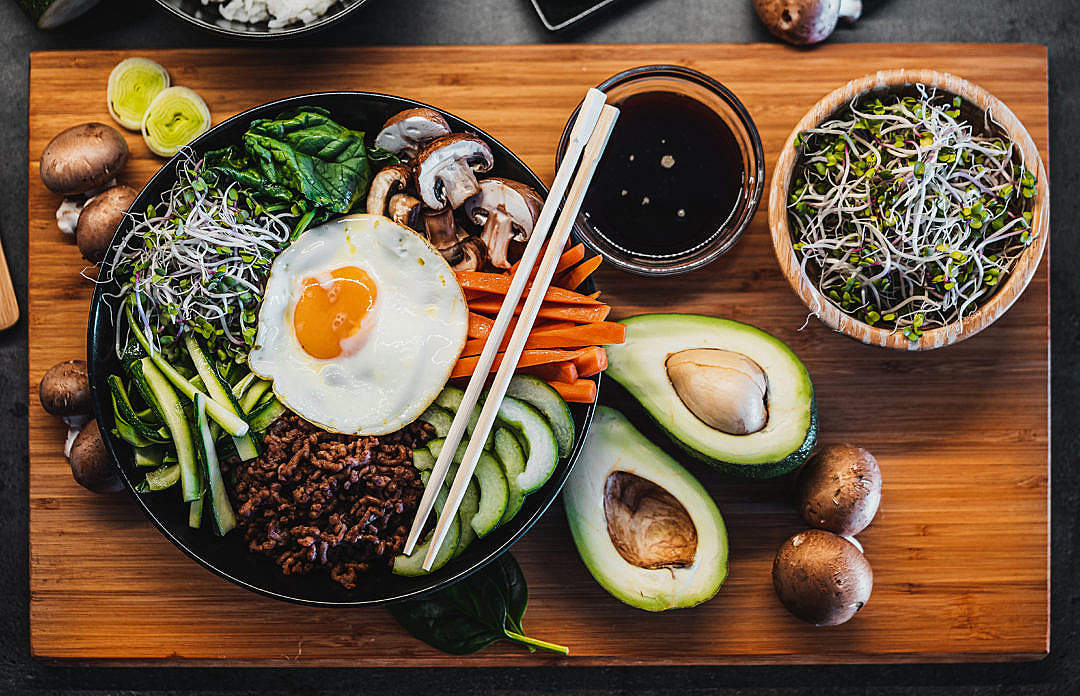 Korean Bibimbap Flatlay