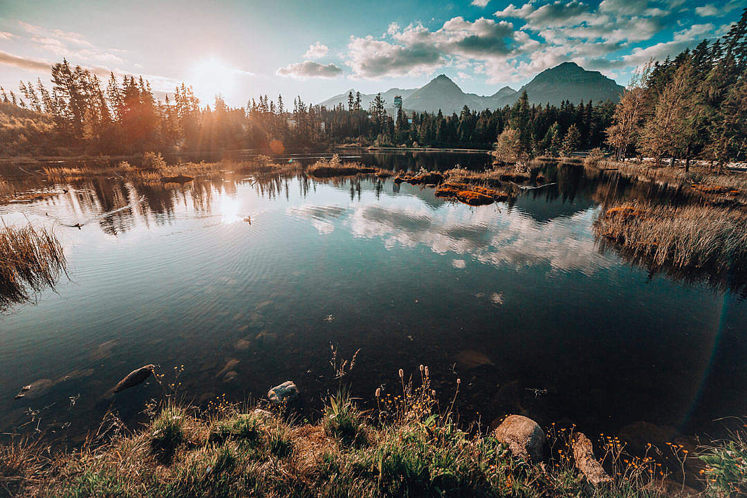Download Lake Under Tremendous High Tatras Mountains FREE Stock Photo