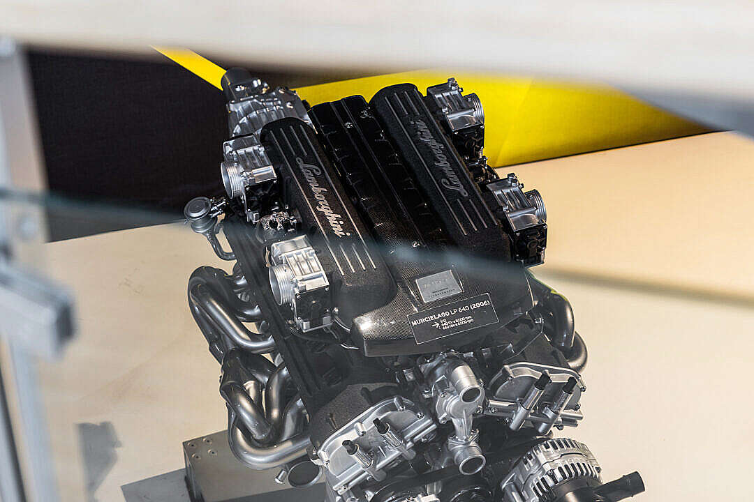 Download Lamborghini Murcielago Engine in Lamborghini Museum FREE Stock Photo