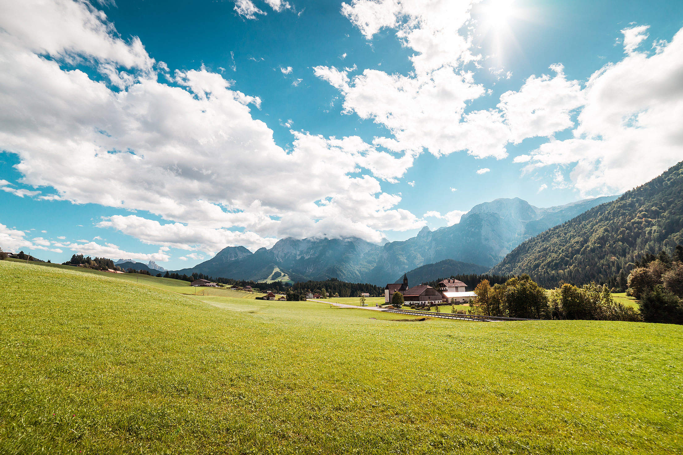 Large Pasture Meadow Scenery Free Stock Photo