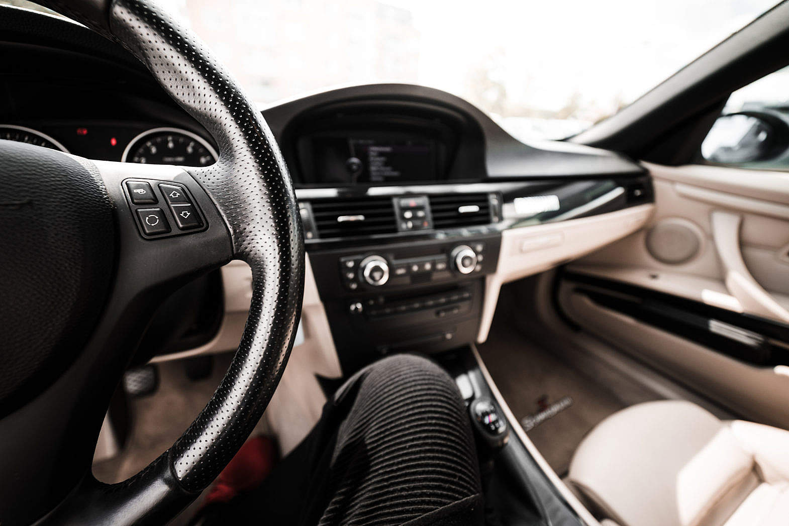 Light Modern Car Interior from Driver's View Free Stock Photo picjumbo