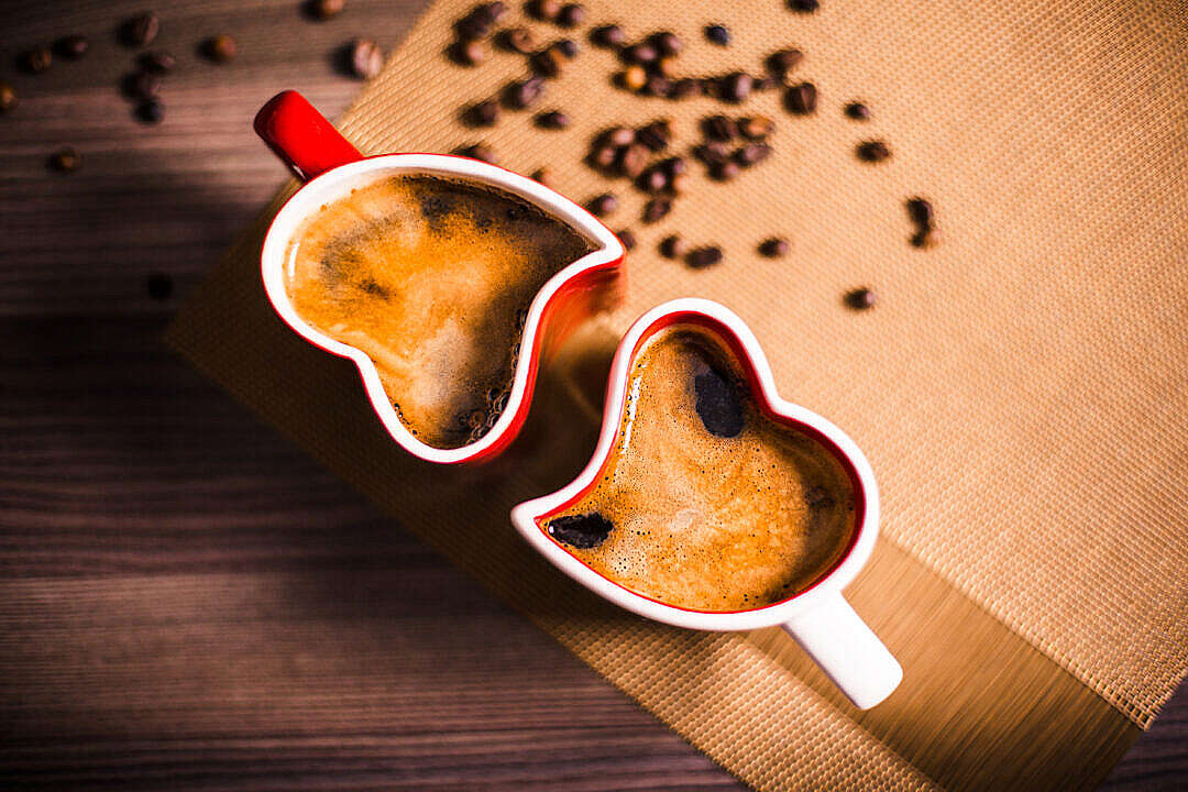 Download Lovely and Romantic Heart Coffee Cups FREE Stock Photo
