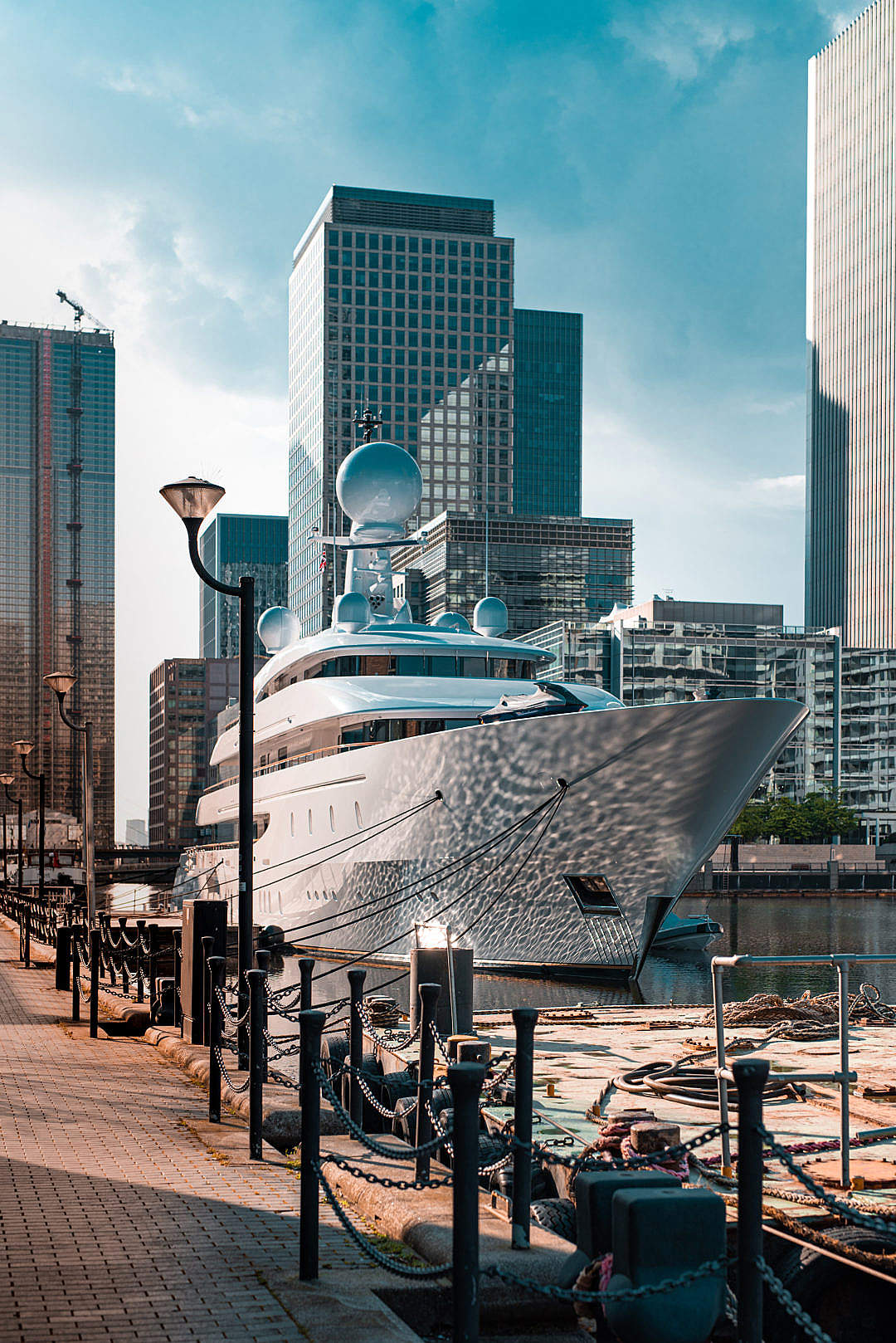 Download Luxury Mega Yacht in London Harbor FREE Stock Photo