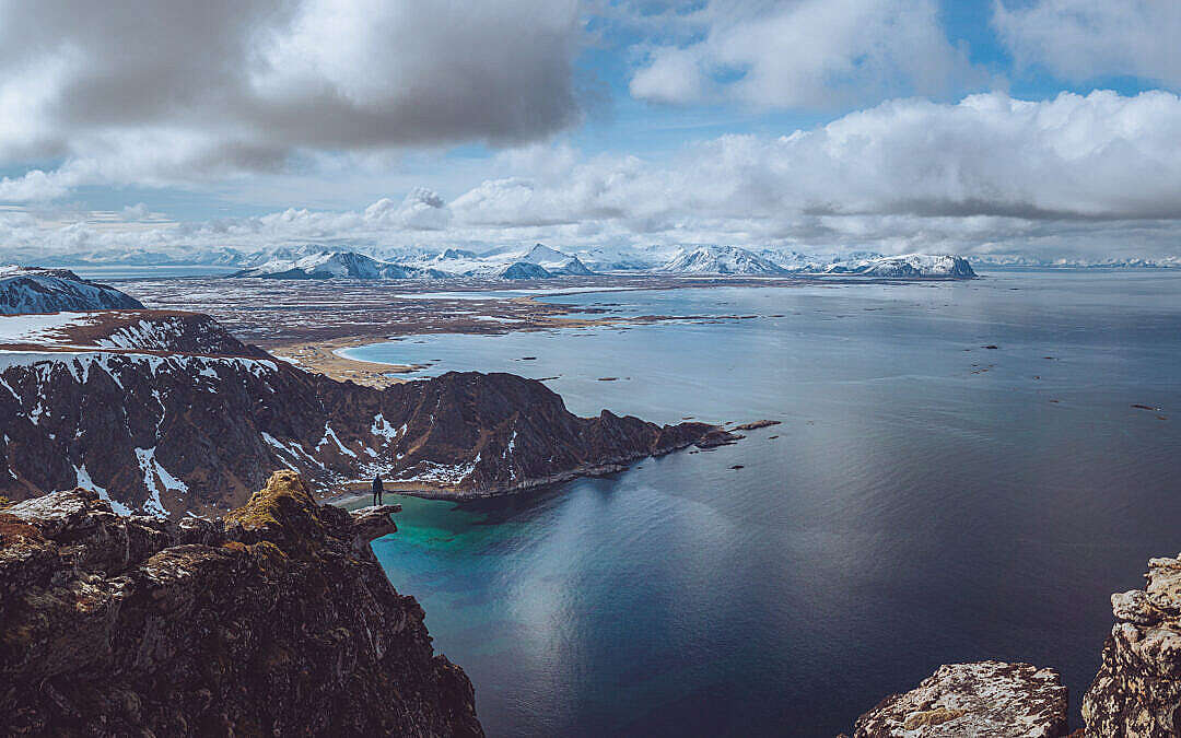 Man on the Edge of the Cliff in Norway