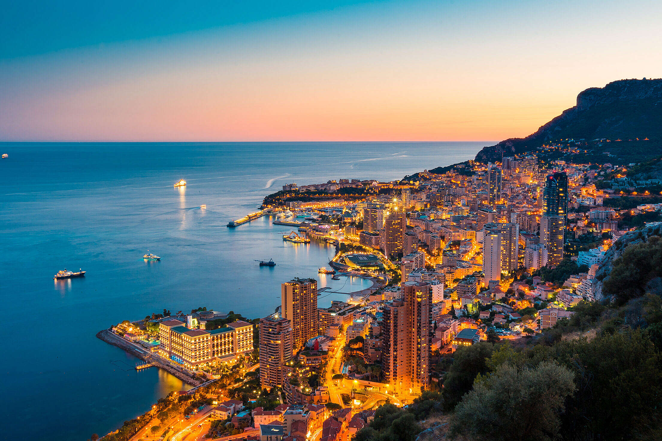 Monaco After Sunset French Riviera Free Stock Photo