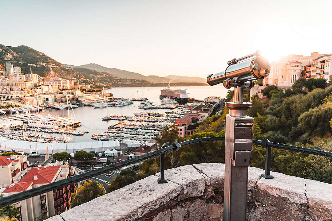 Download Monaco Viewpoint with Binoculars Telescope FREE Stock Photo