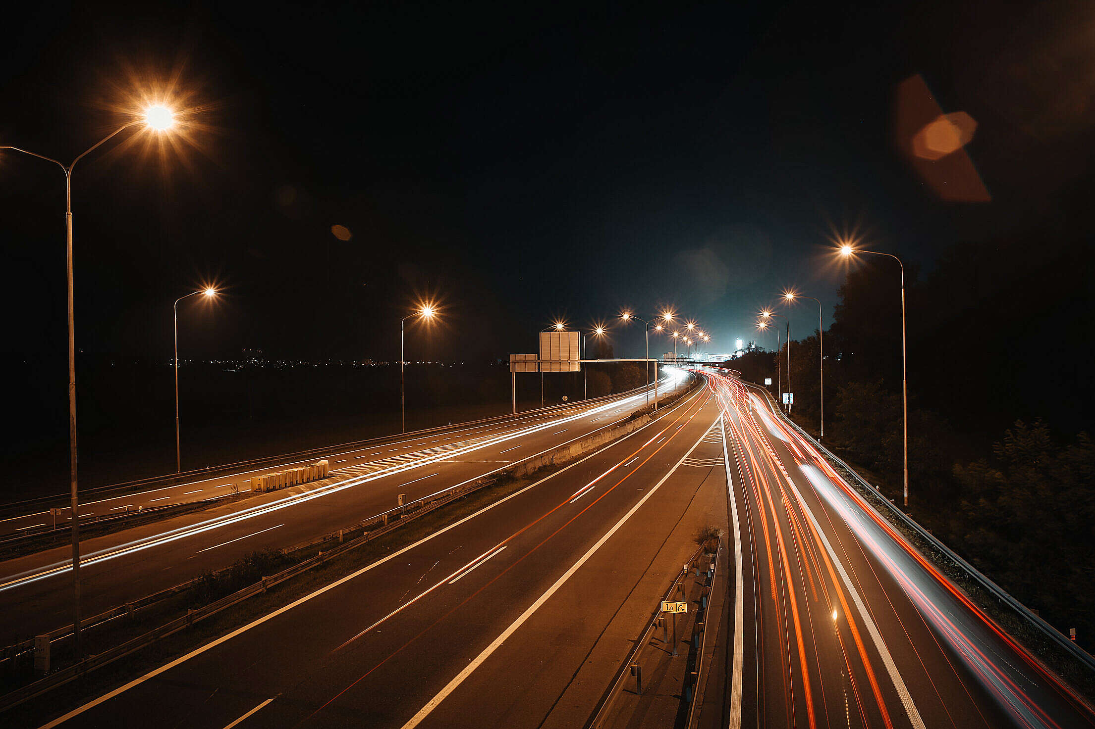 Night Car Lights on The Road Free Stock Photo picjumbo