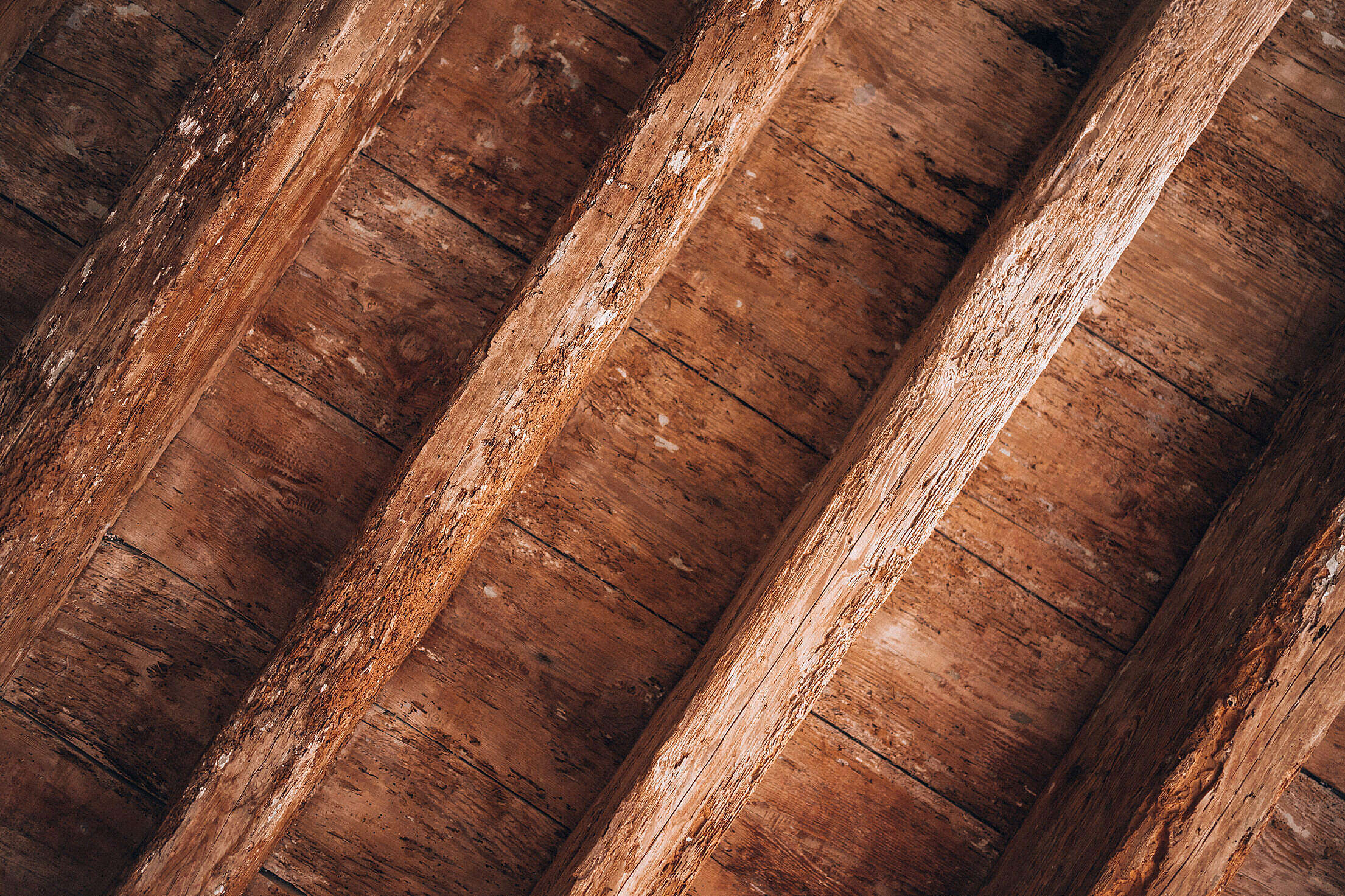 Old Historic Wooden Ceiling with Beams Free Stock Photo