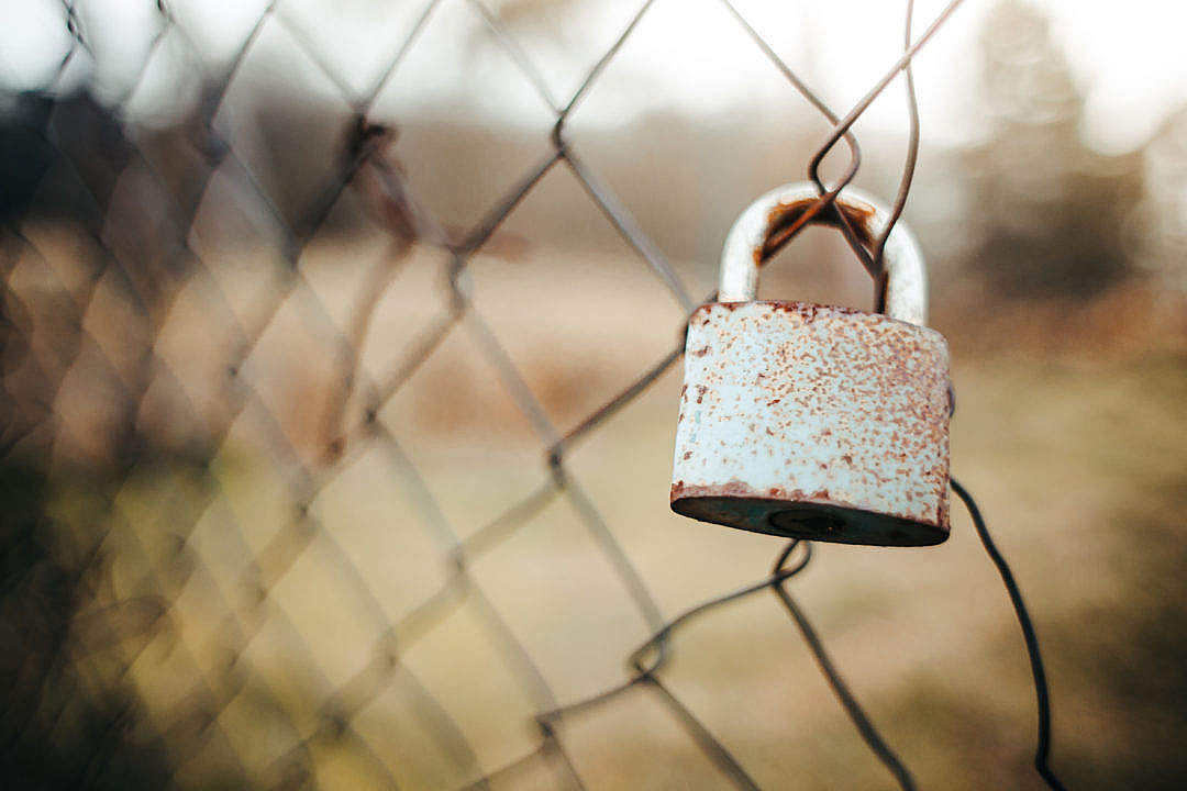 Download Old Lock on the Fence FREE Stock Photo