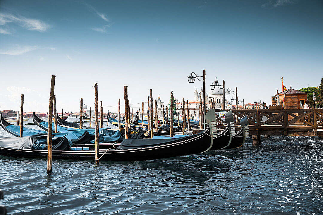 Download Old Pier with Gondolas in Venice FREE Stock Photo