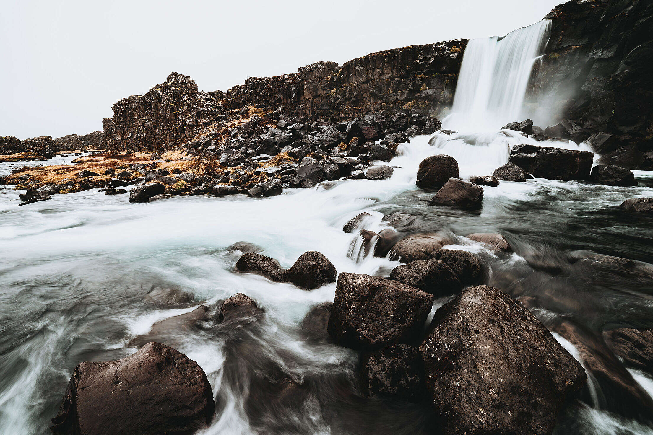 Öxarárfoss Waterfall Iceland Free Stock Photo