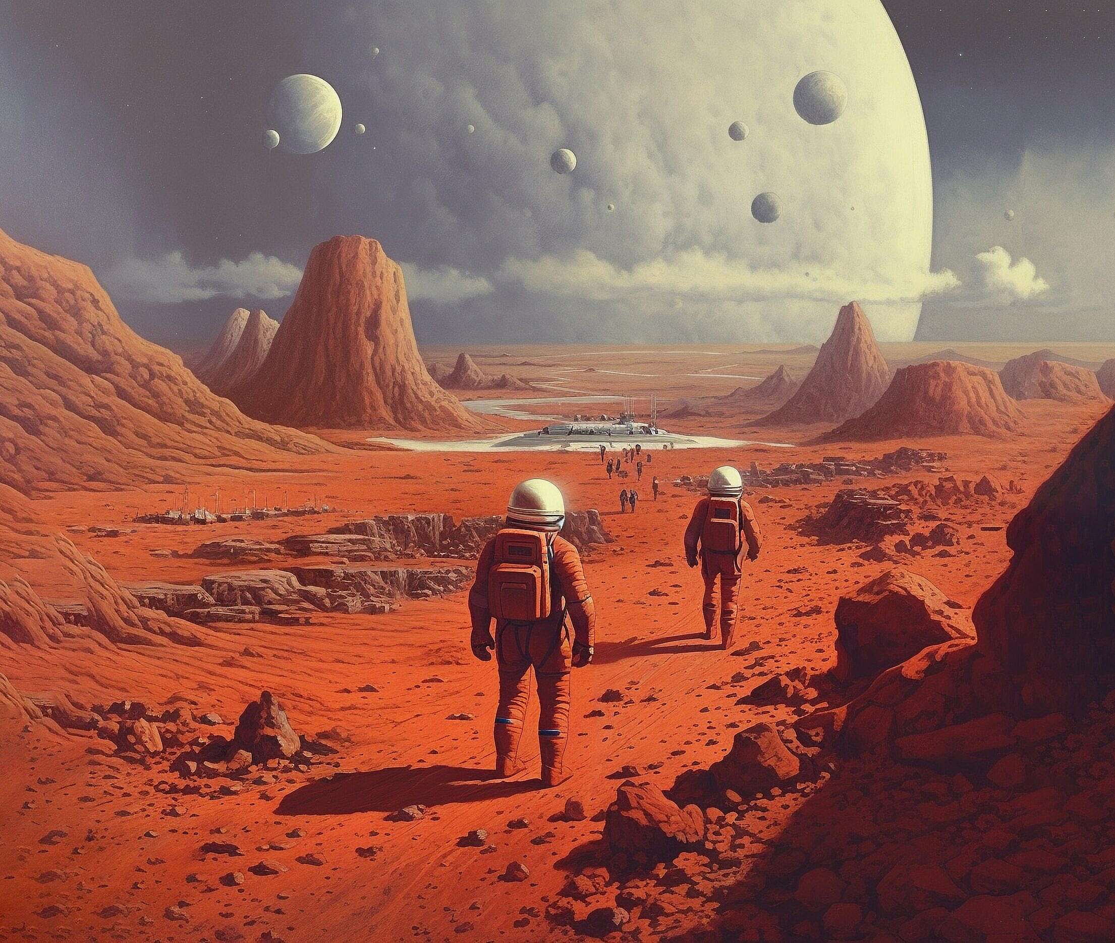 Painting of First People Colonizing Other Planets Free Stock Photo ...