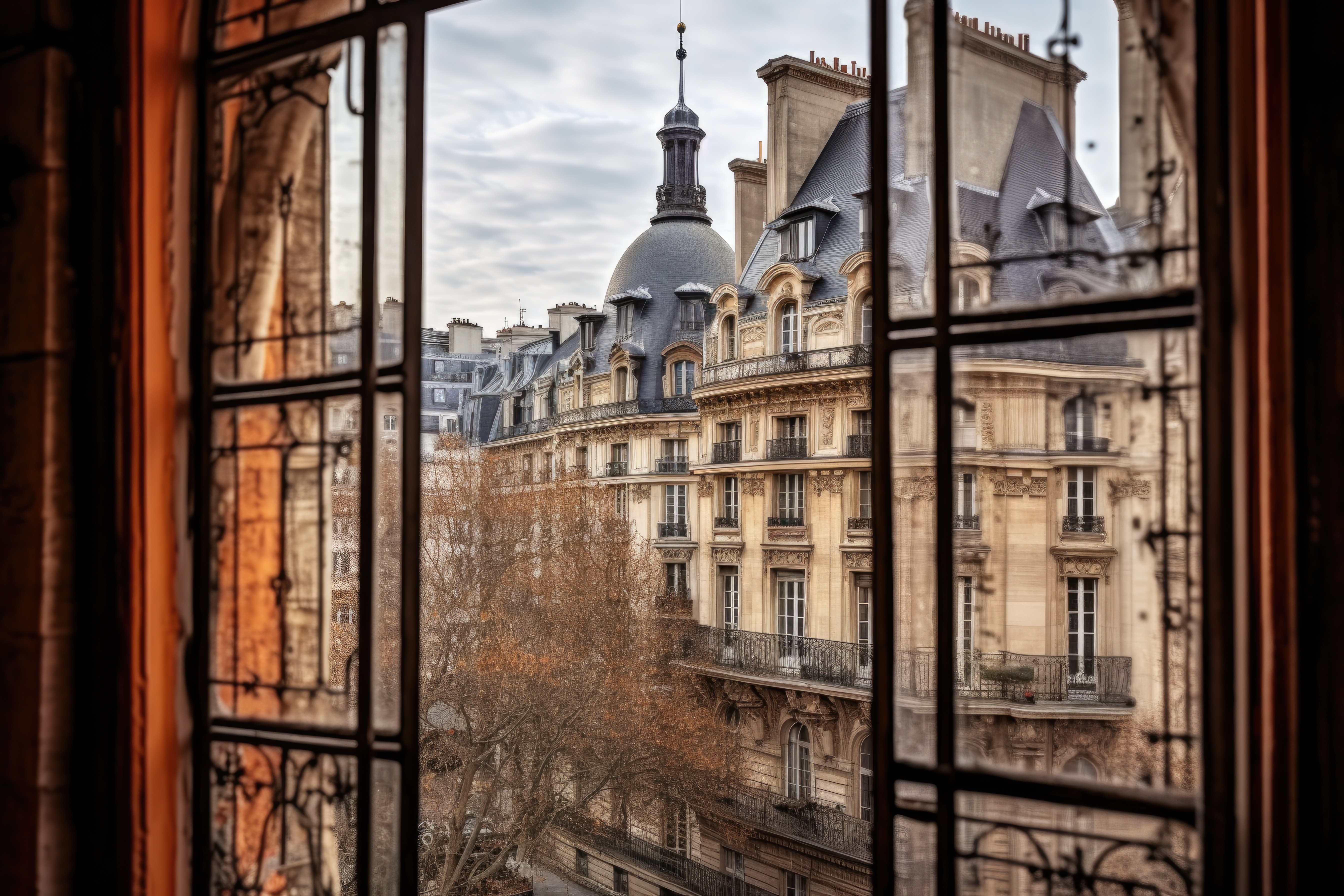 Black and White Eiffel Tower Window View - Everyday Parisian