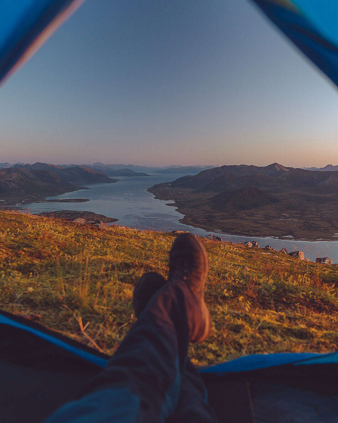 Download Perfect Tent View on Norwegian Fjord FREE Stock Photo