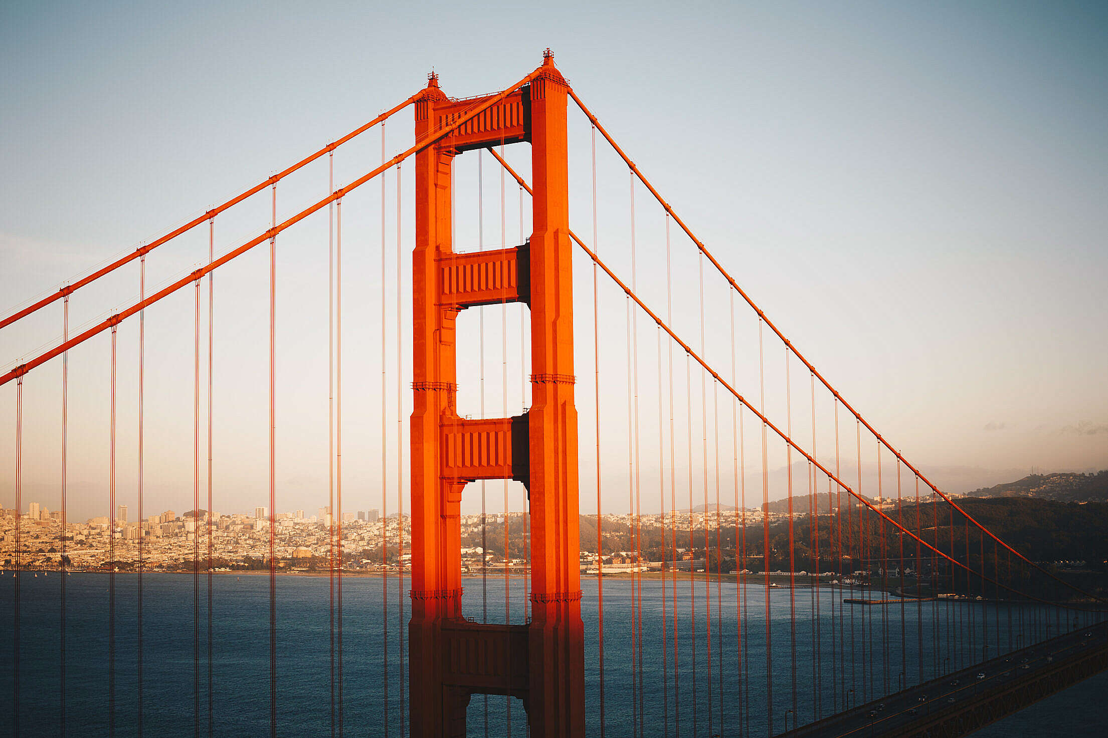 Pillar of Golden Gate Bridge in San Francisco Vintage Edit Free Stock Photo